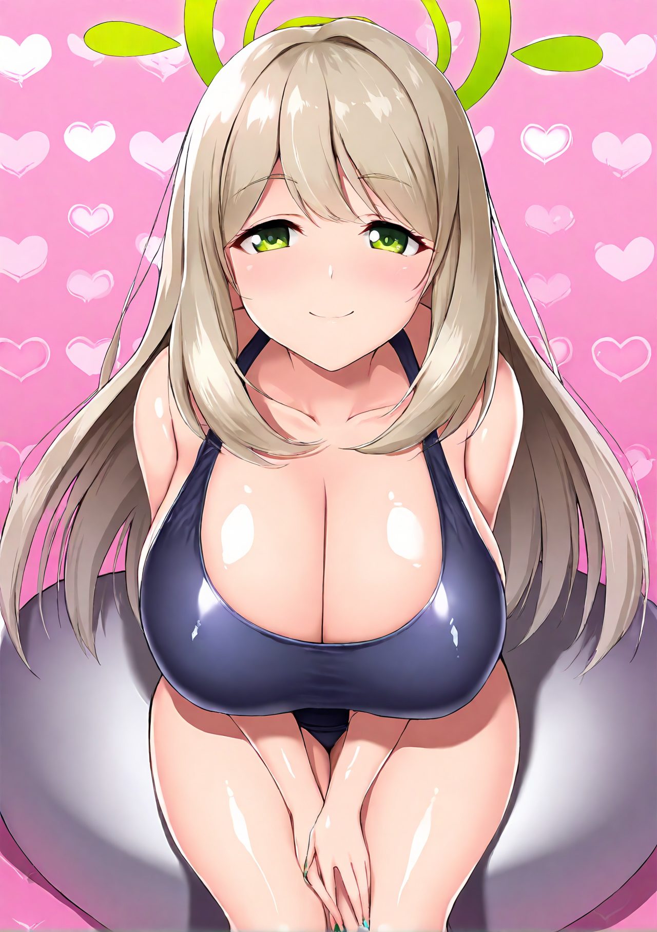 スク水の天使の輪姿を描いたAIイラスト（前髪）
