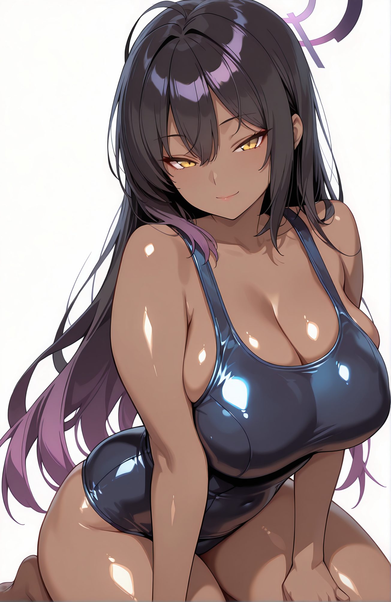 紫髪・黒髪の角楯カリンのAIイラスト