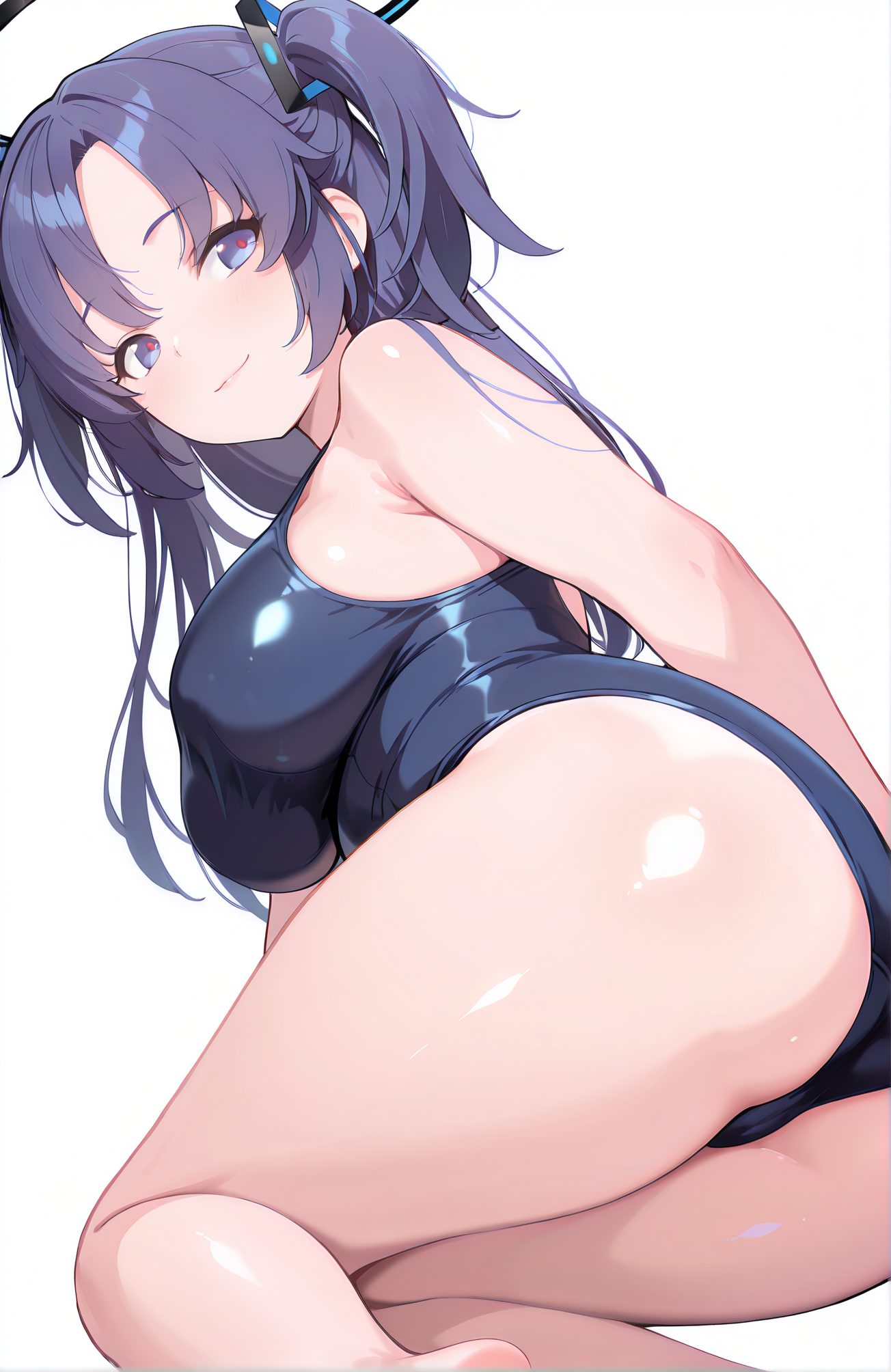 青髪・両側アップの早瀬ユウカのAIイラスト