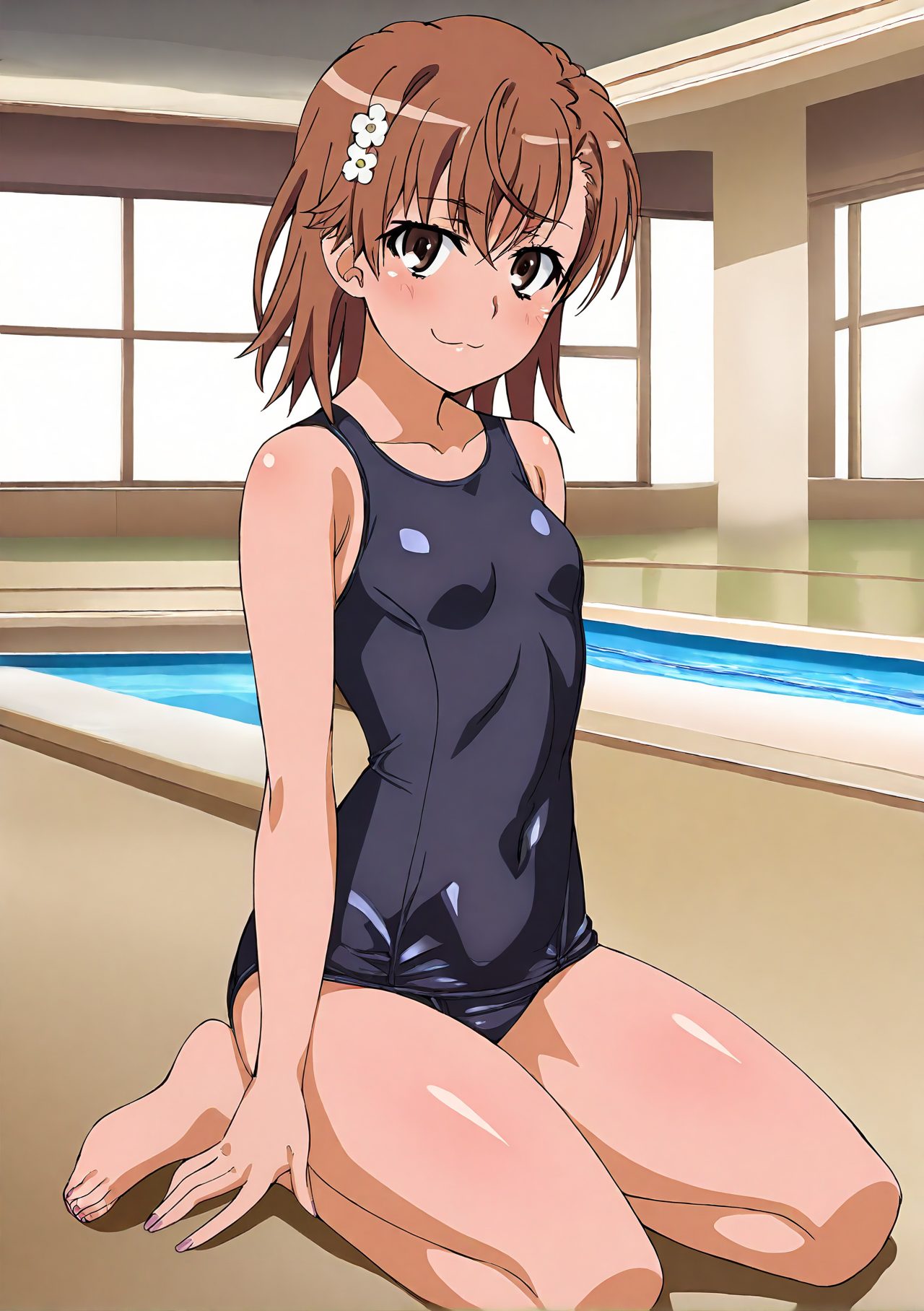 スク水のスクール水着姿を描いたAIイラスト