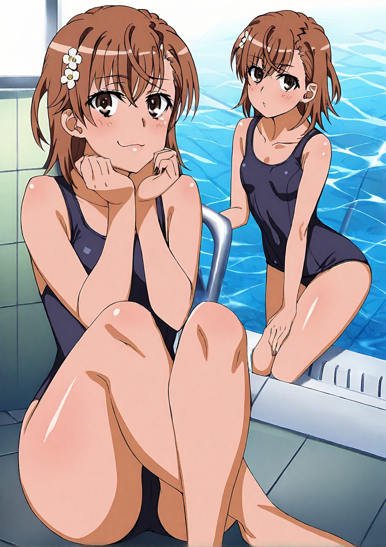 スク水のスクール水着姿を描いたAIイラスト