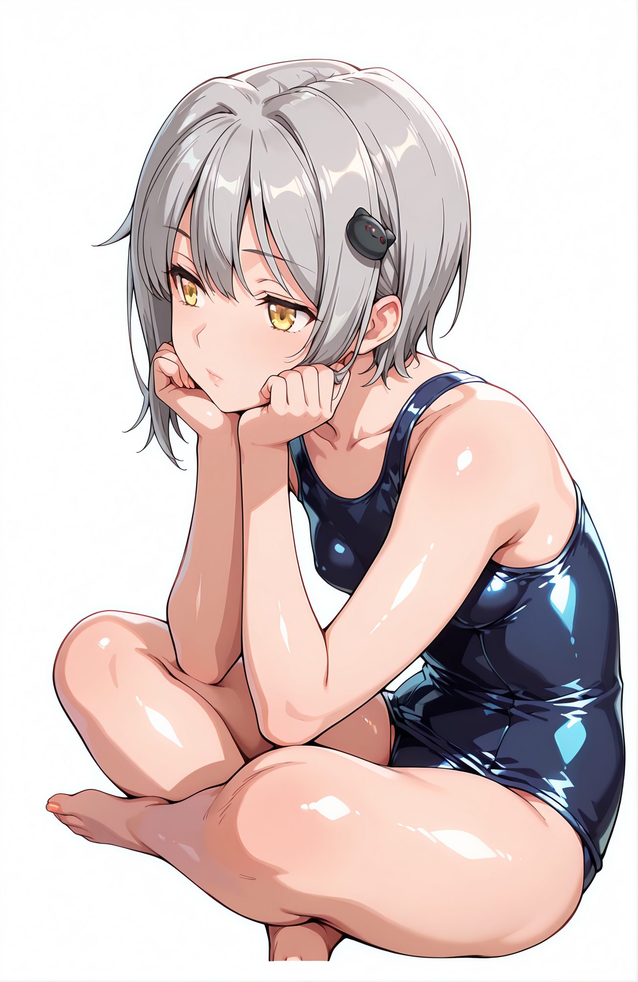 ワンピース水着・小さな胸の塔城小猫のAIイラスト