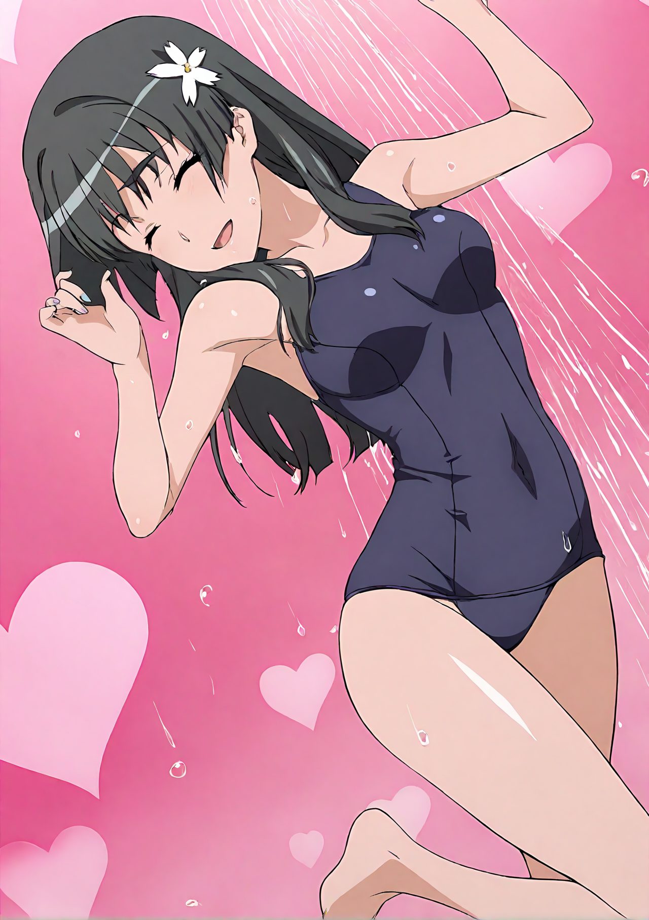 スク水のスクール水着姿を描いたAIイラスト