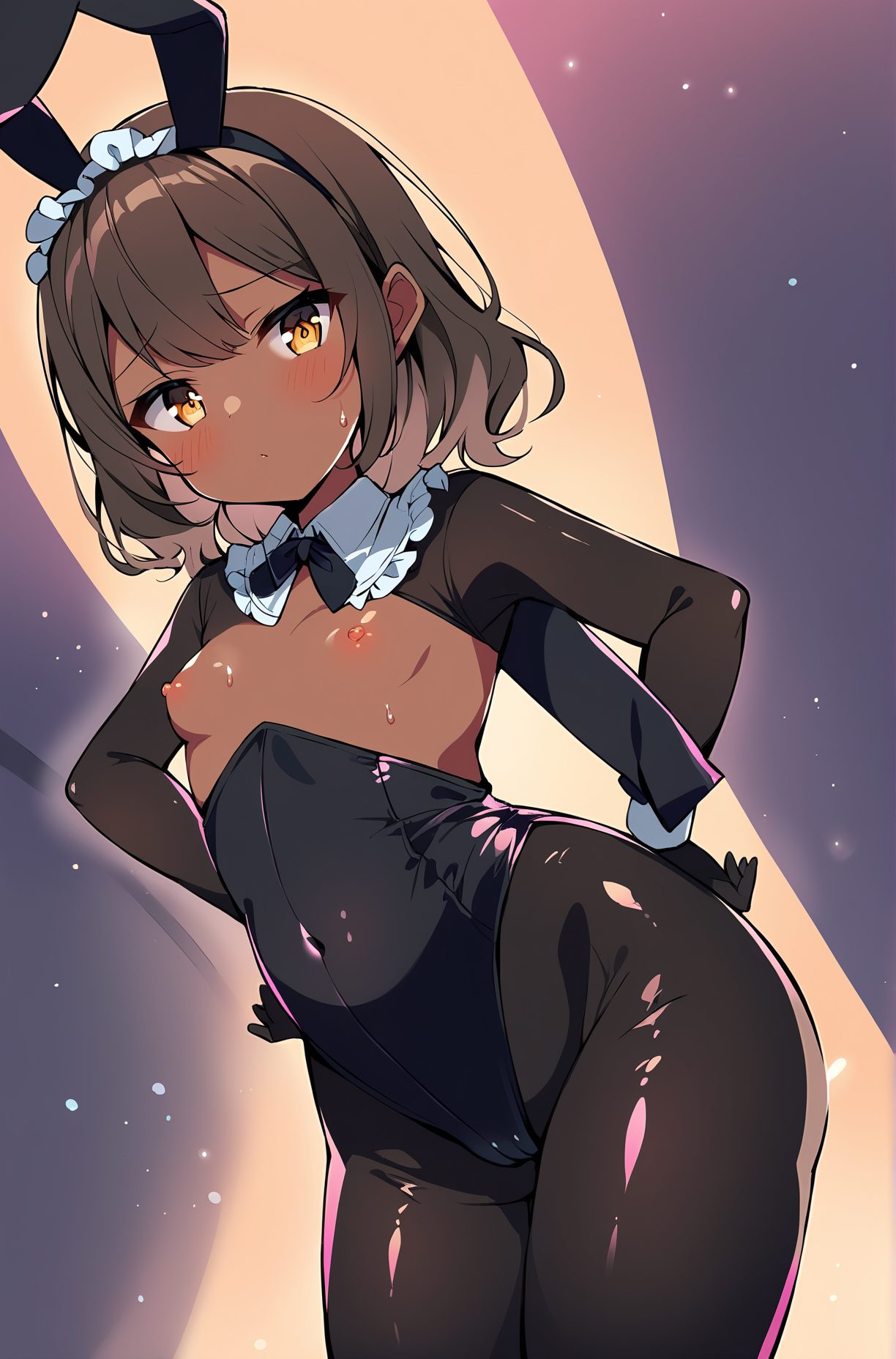 手袋・乳首の褐色肌,ロリのAIイラスト