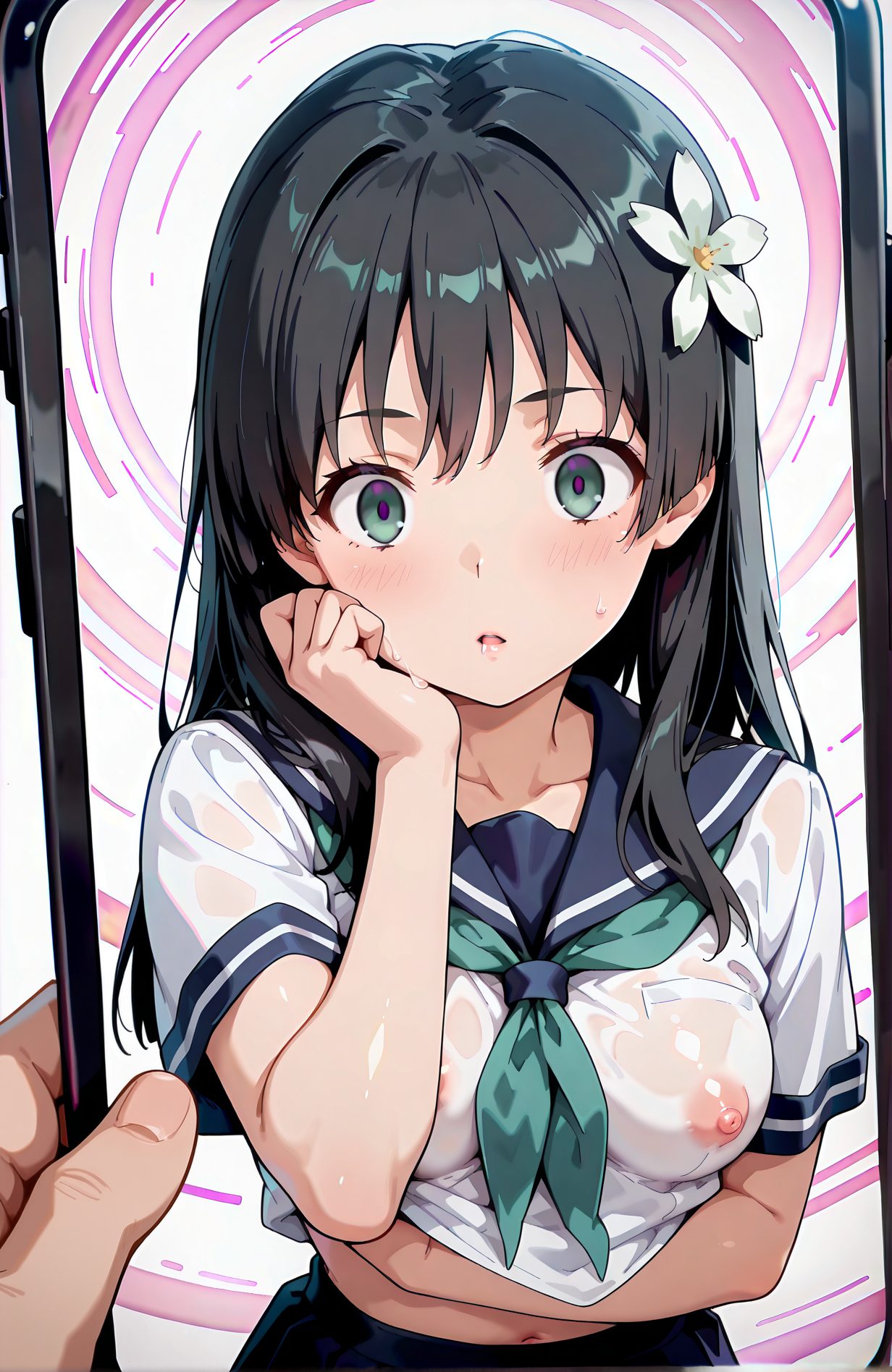 学校制服が魅力的な佐天涙子の二次創作AIイラスト