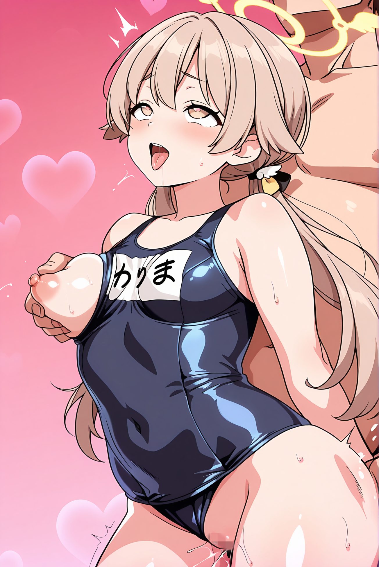 旧スクール水着・学校水着のアへ顔SEXのAIイラスト