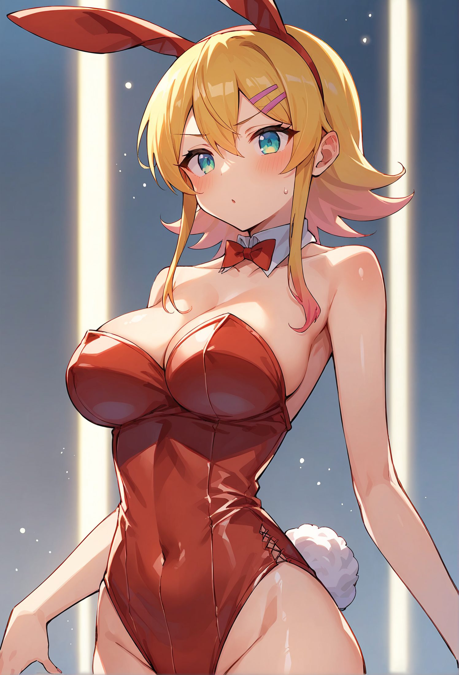 裸足・短い髪の巨乳のAIイラスト