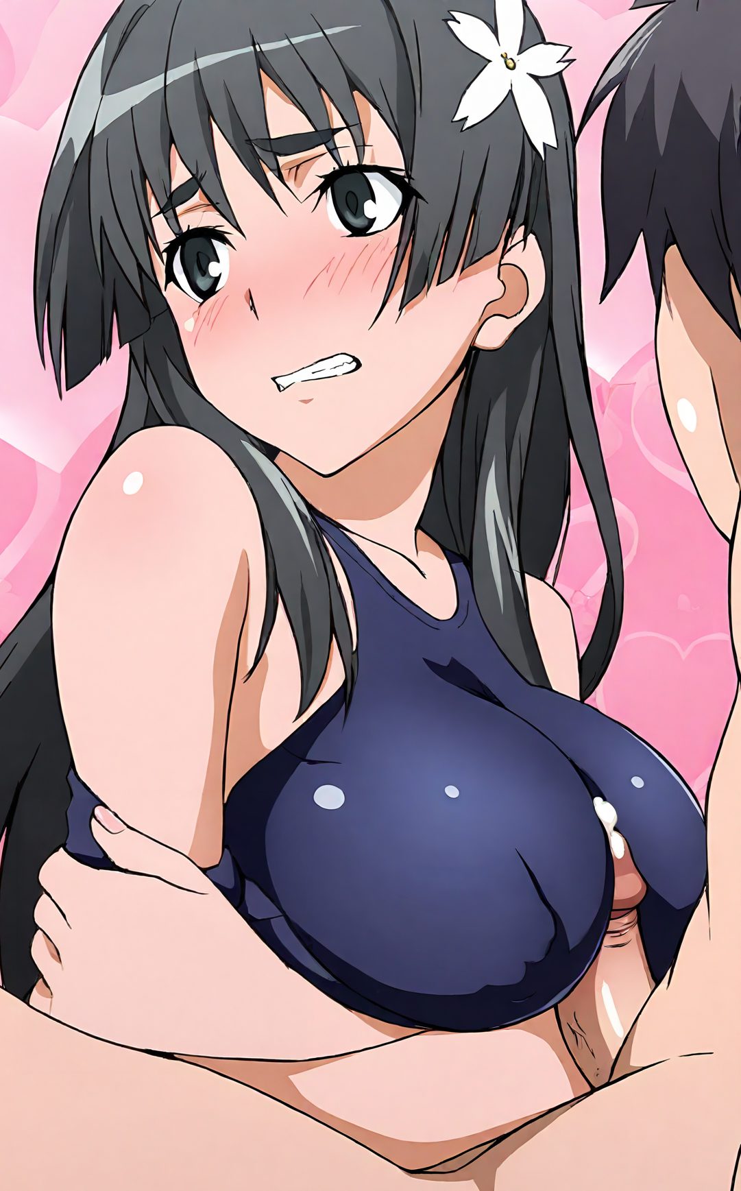 佐天涙子の水着姿を描いたAIイラスト（歯見せ）