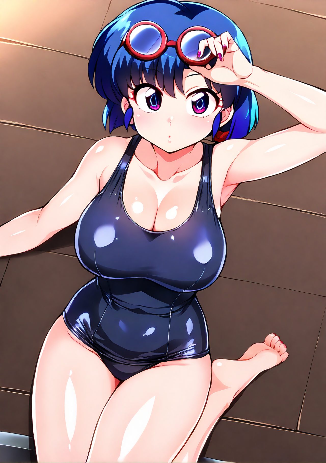 スク水のスクール水着姿を描いたAIイラスト