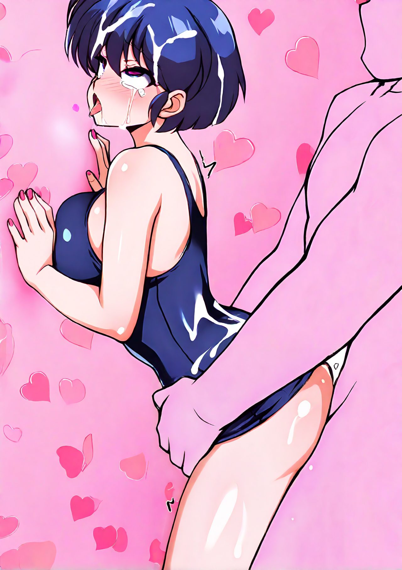 アヘ顔×立ち！スク水のエロ可愛いAIイラスト