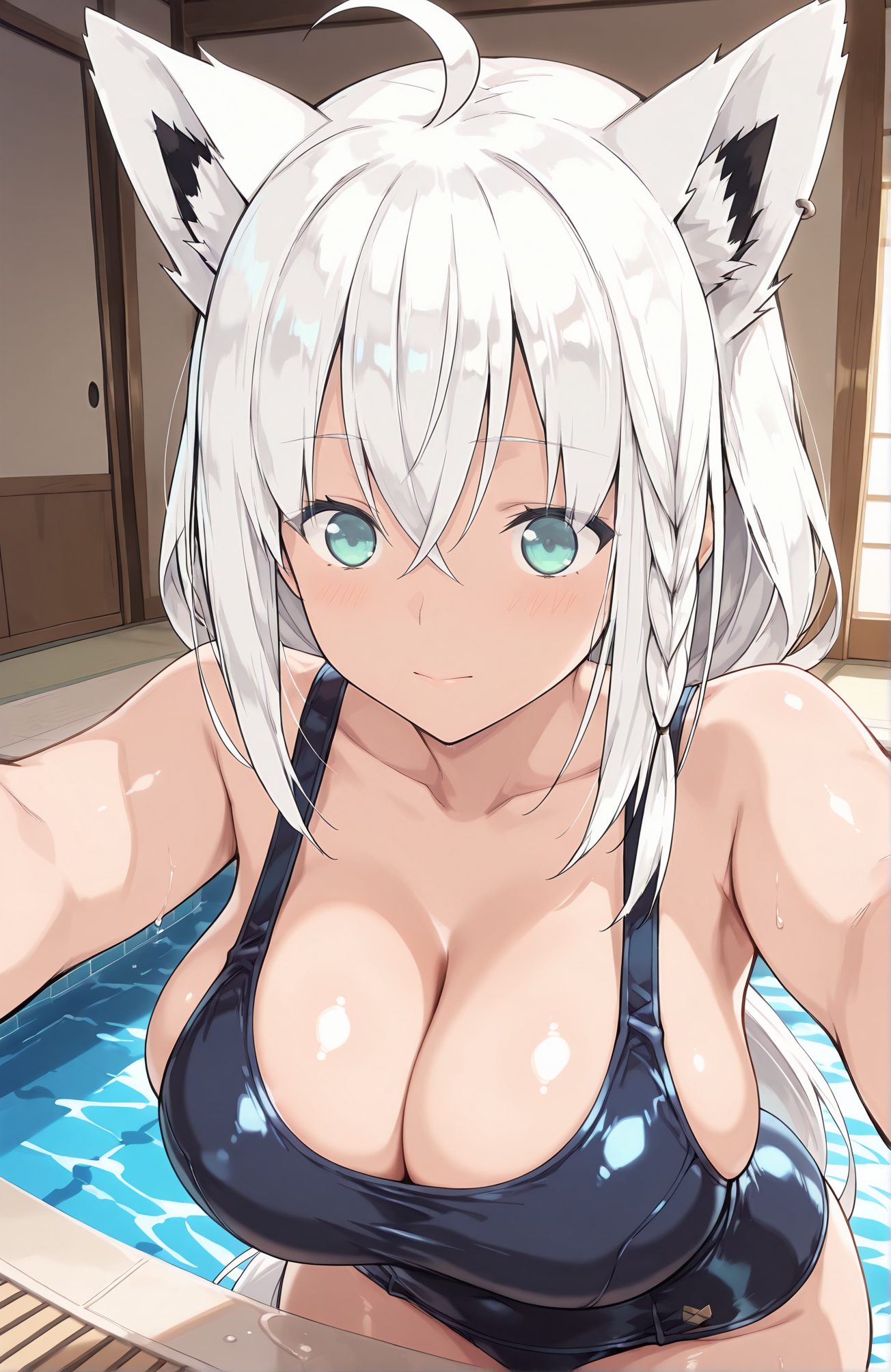 肩出しが魅力的なスク水の二次創作AIイラスト