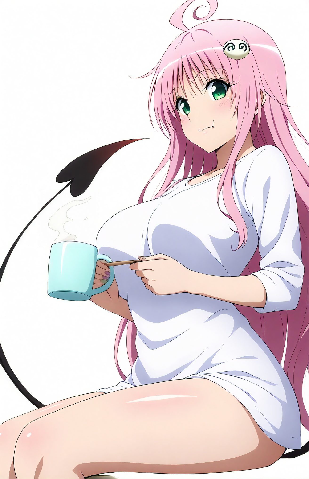 赤面・髪飾りの巨乳のAIイラスト