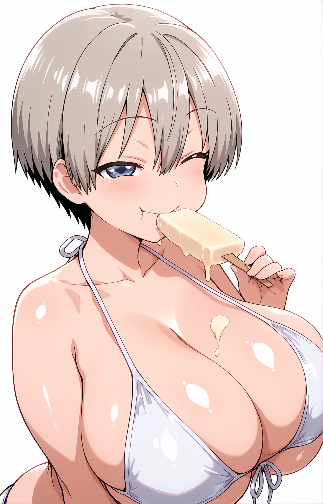 赤面・鎖骨の宇崎花のAIイラスト