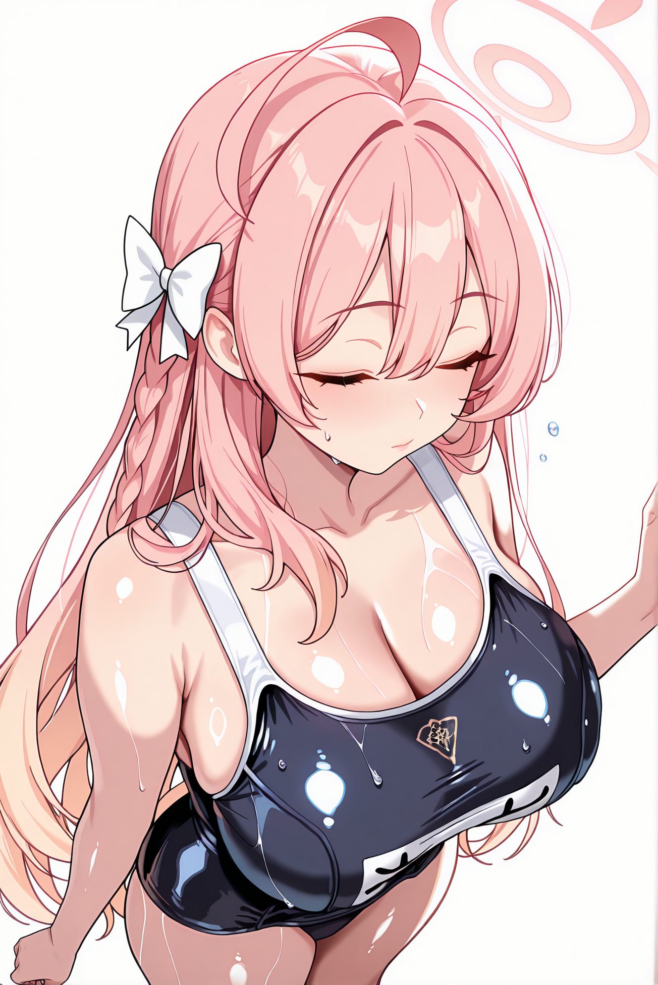 スク水の水着姿を描いたAIイラスト（大きな胸）