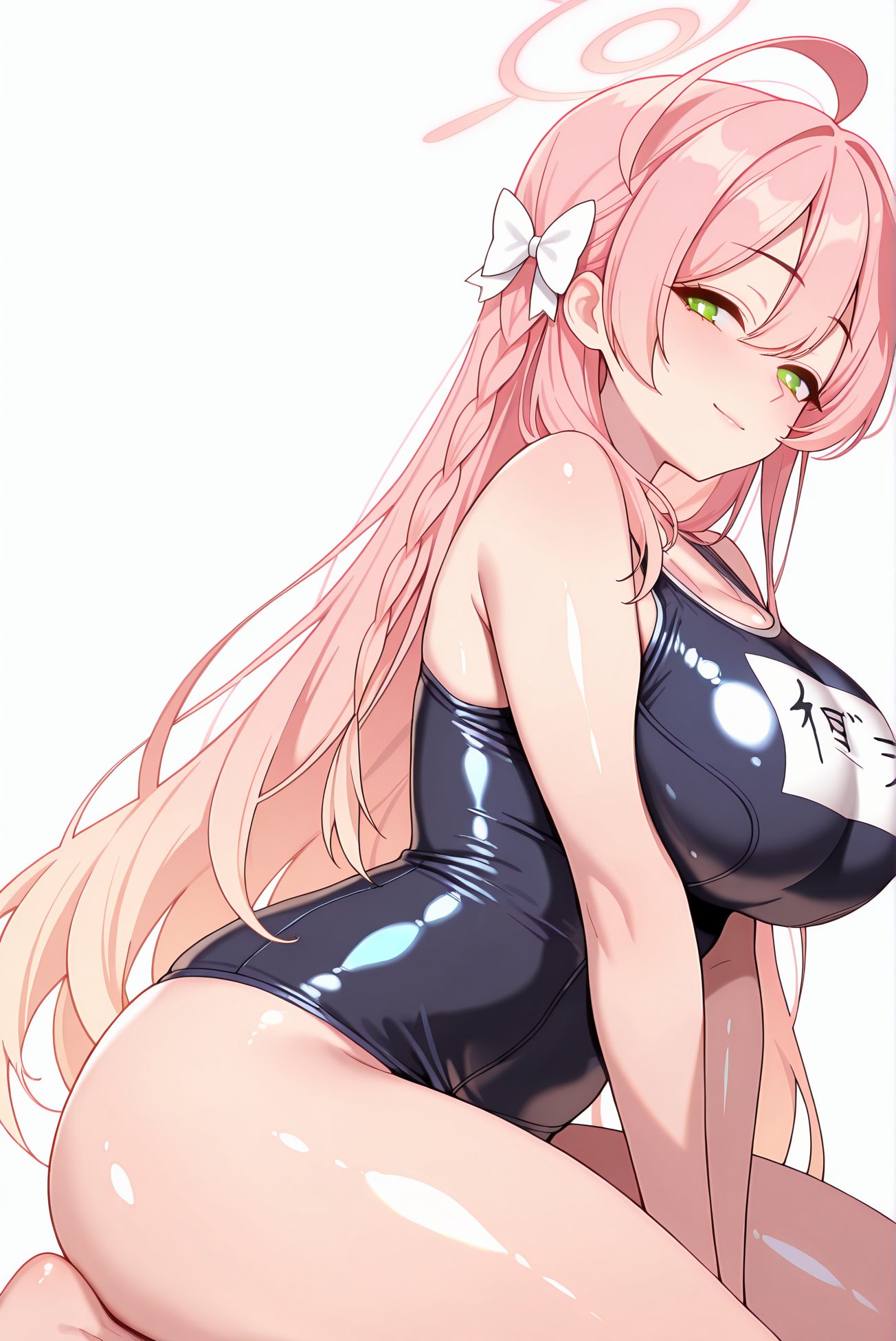 とても長い髪・学校水着の浦和ハナコのAIイラスト
