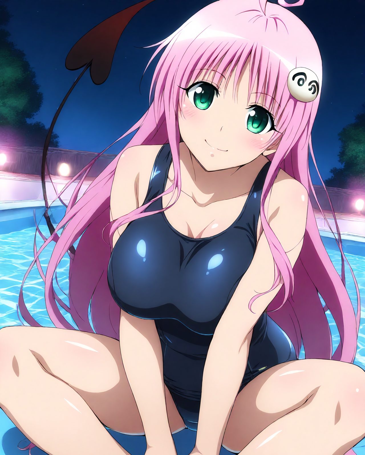 スク水のララ姿を描いたAIイラスト（スクール水着）