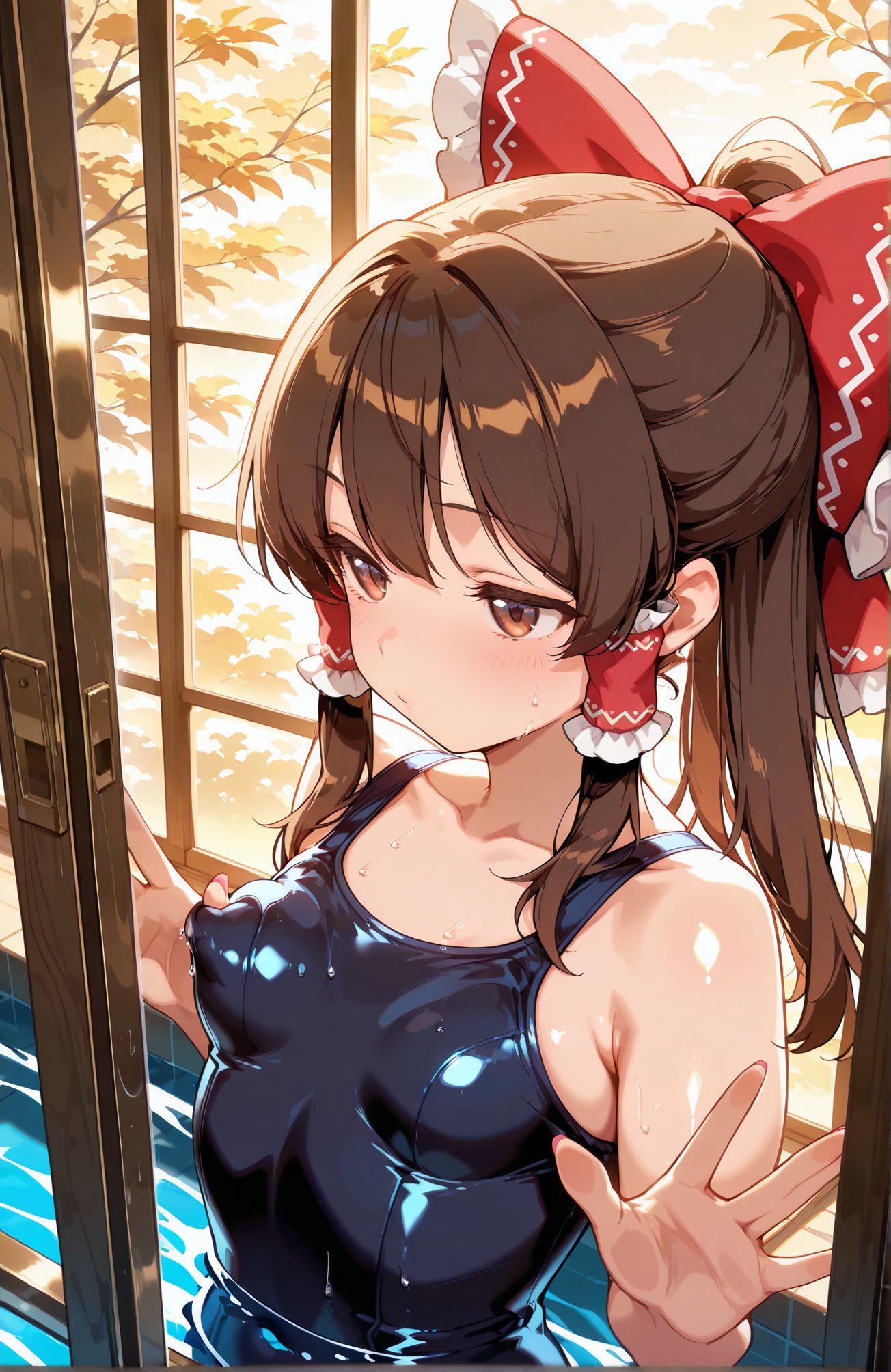 光沢が魅力的な博麗霊夢の二次創作AIイラスト