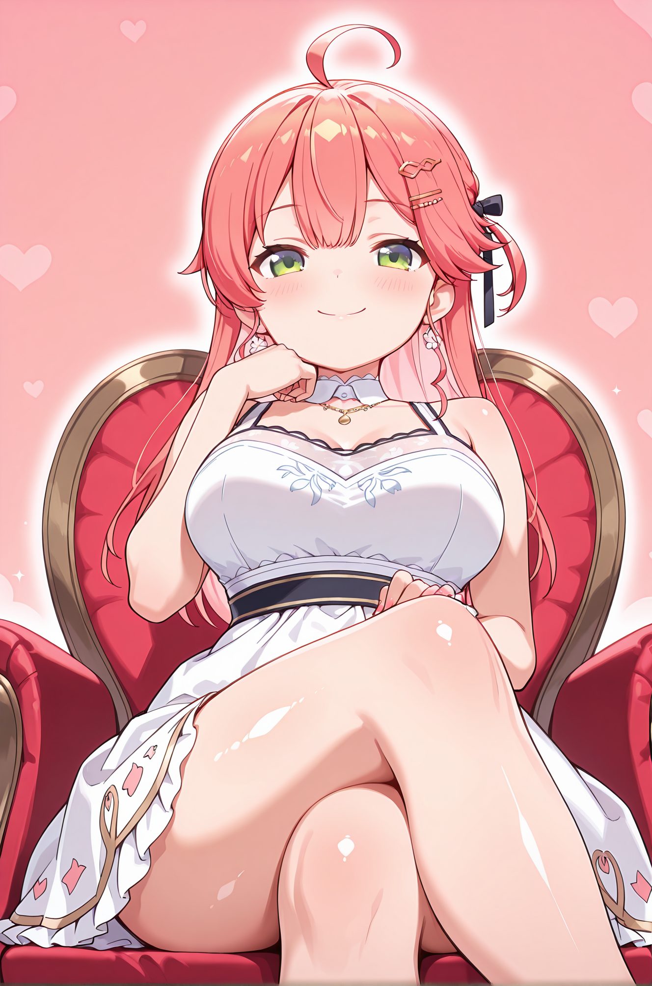 さくらみこの口閉じ姿を描いたAIイラスト(ジュエリー)