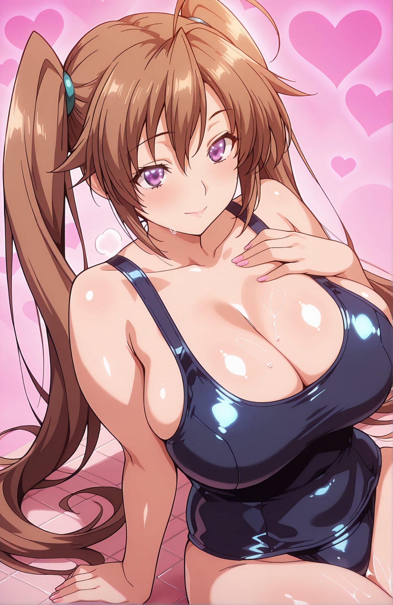 とても長い髪・水着の紫藤イリナのAIイラスト