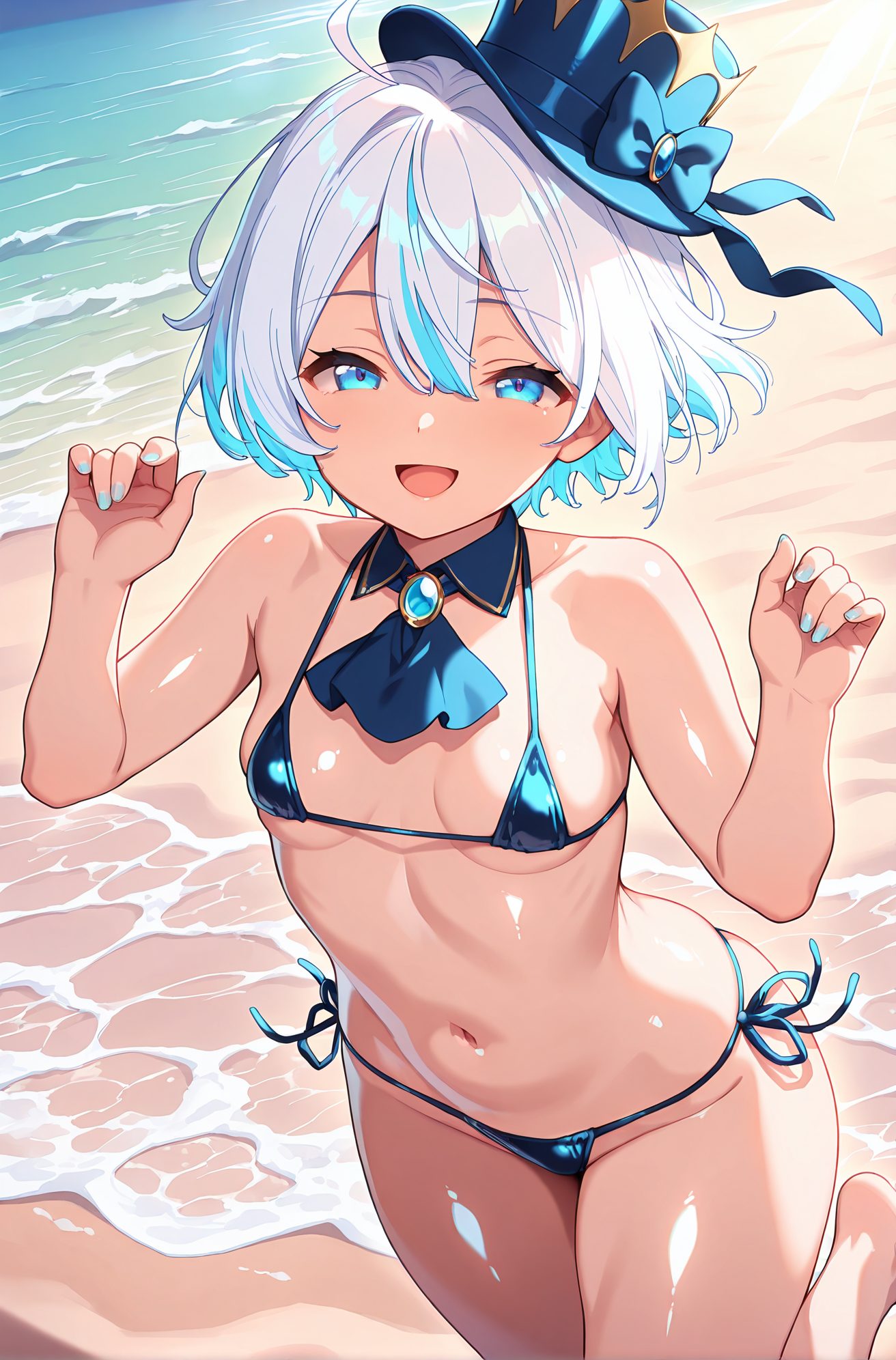 帽子・短い髪の褐色のAIイラスト