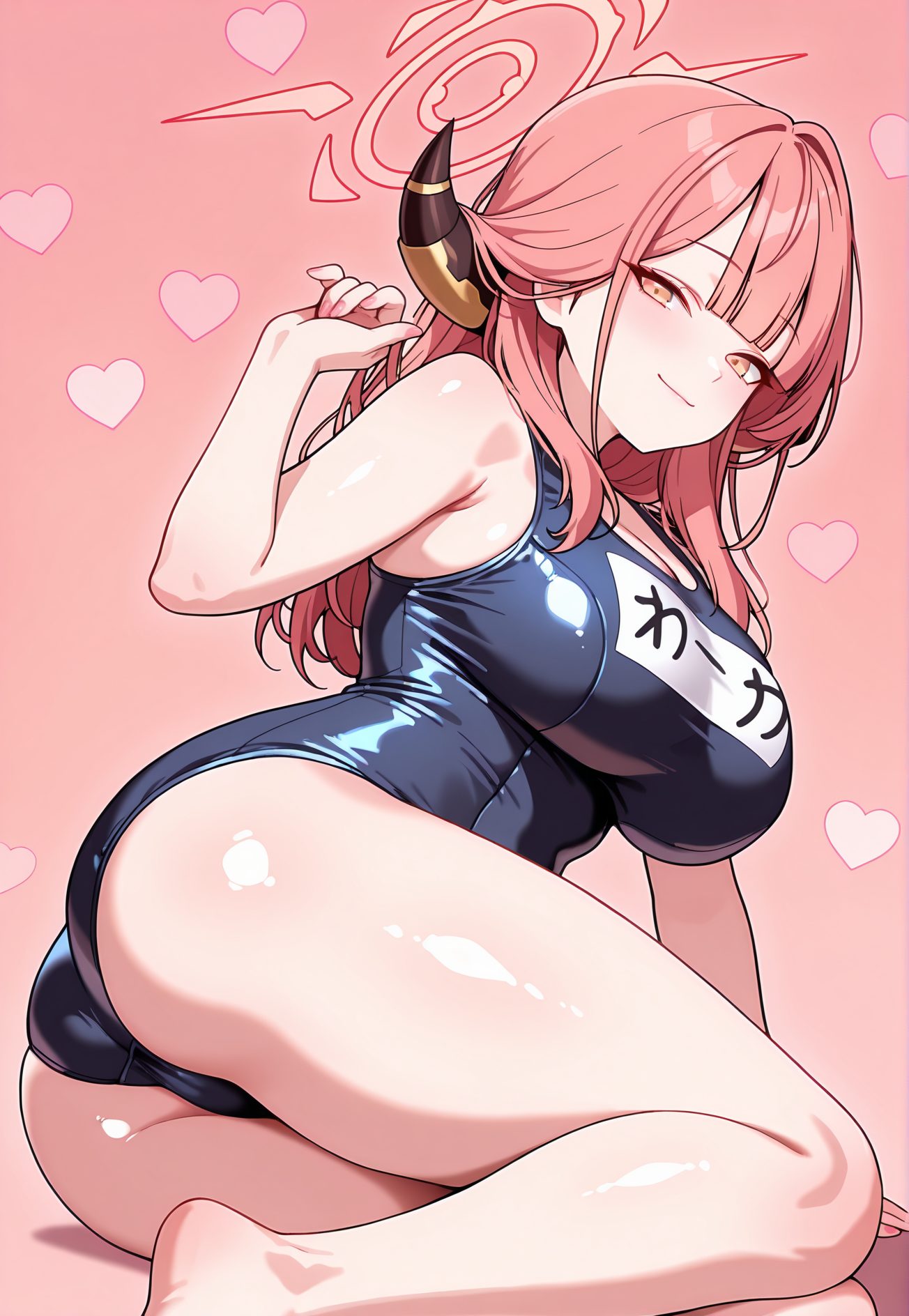 長い髪×口閉じ!スク水のエロ可愛いAIイラスト