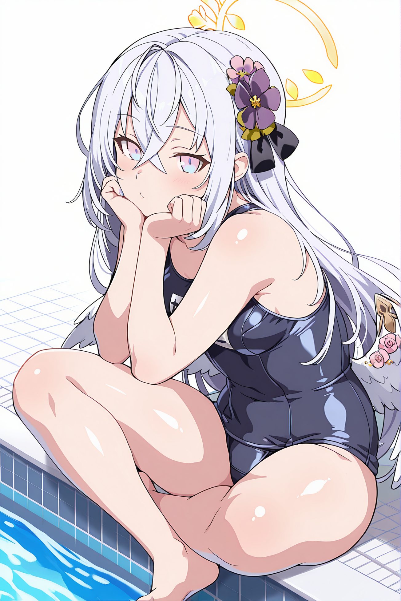 長い髪・赤面の白洲アズサのAIイラスト