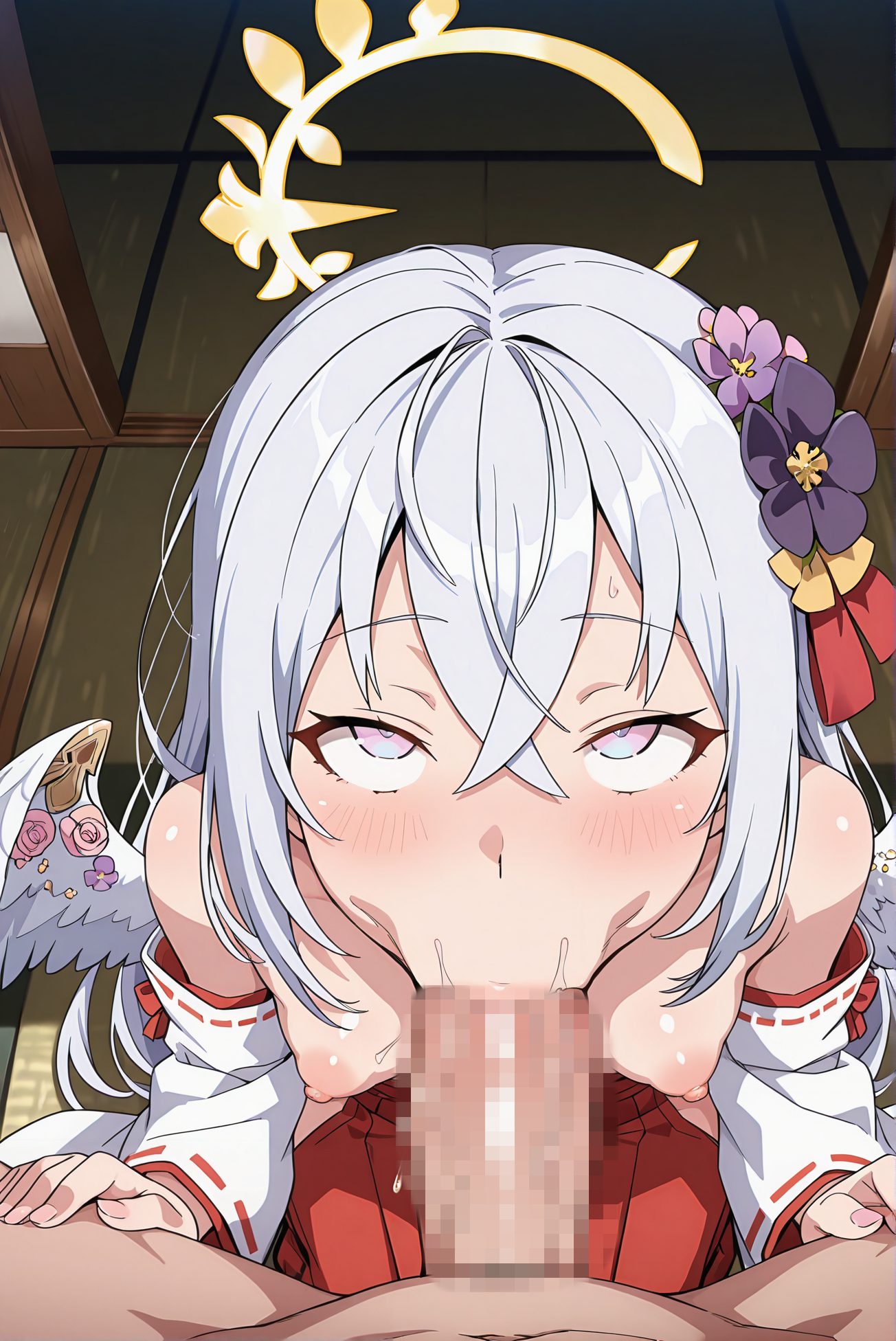 目にかかる髪・小さな胸の白洲アズサのAIイラスト