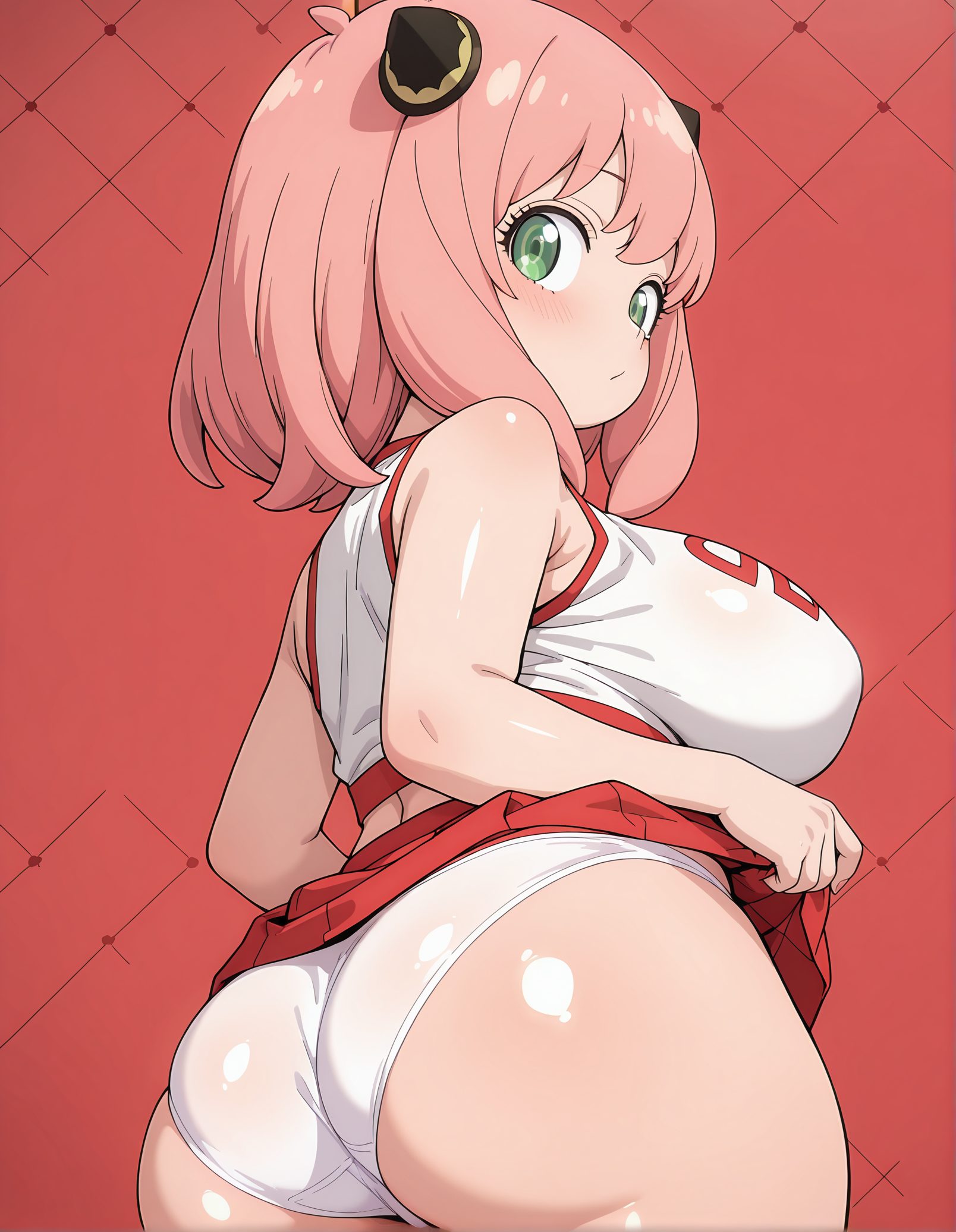アーニャのスカート姿を描いたAIイラスト（シャツ）