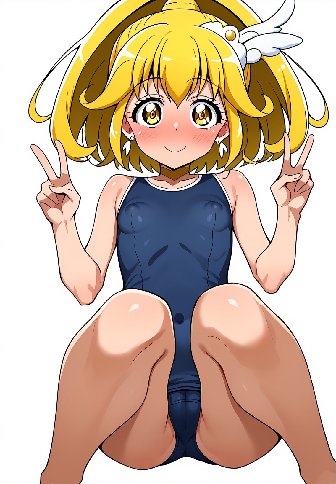 スク水の黄瀬やよい姿を描いたAIイラスト(ポニーテール)