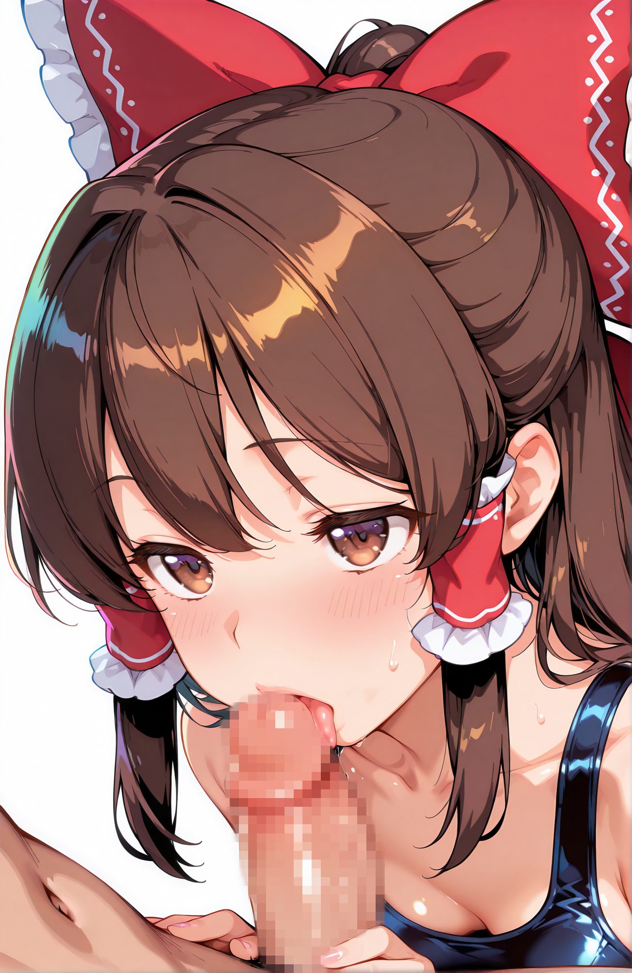 フェラチオ×目にかかる髪！博麗霊夢のエロ可愛いAIイラスト