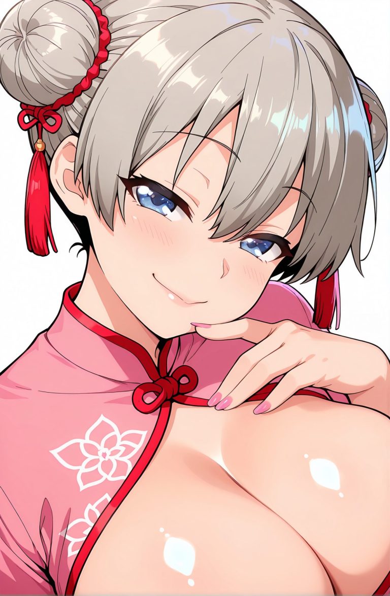 口閉じ・青い目の宇崎花のAIイラスト