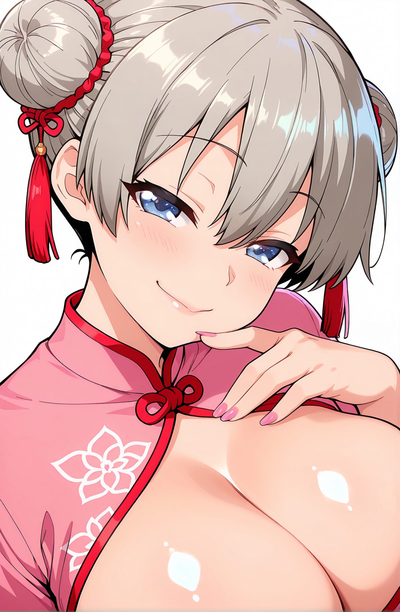 口閉じ・青い目の宇崎花のAIイラスト
