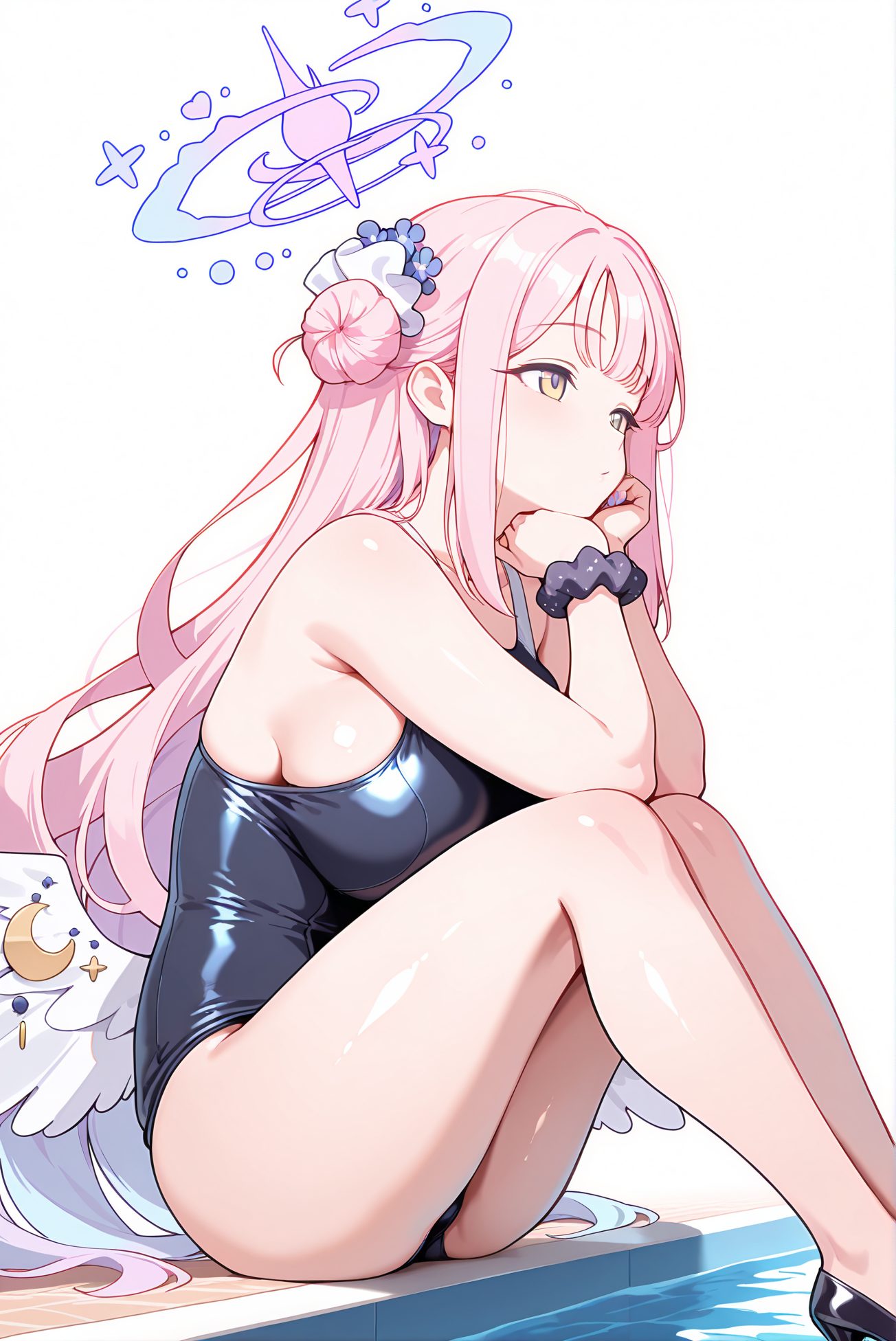 とても長い髪・学校水着の聖園ミカのAIイラスト