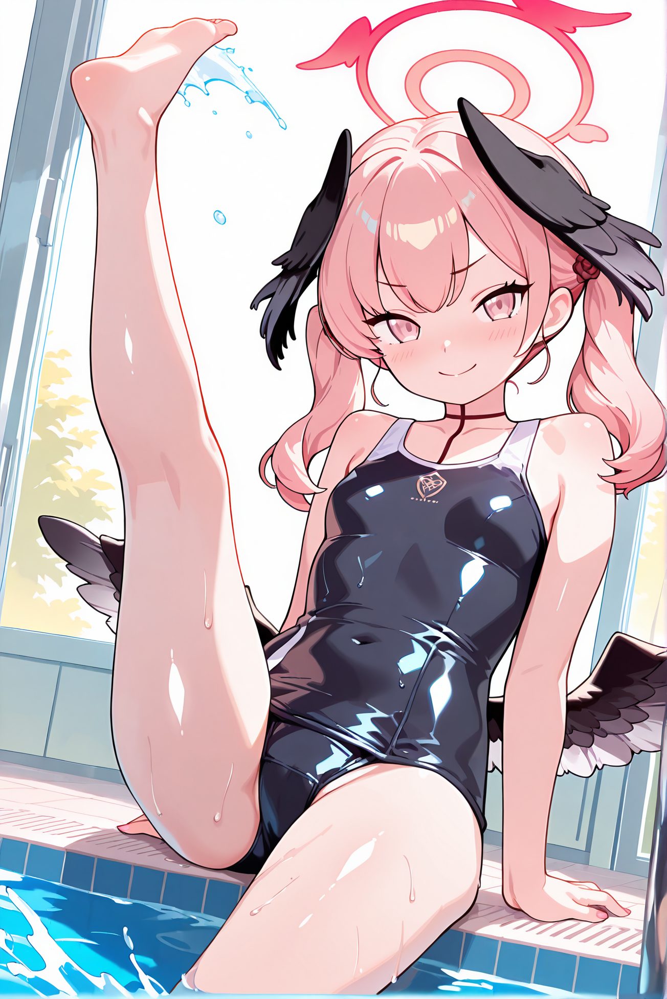 小さな胸が魅力的なスク水の二次創作AIイラスト