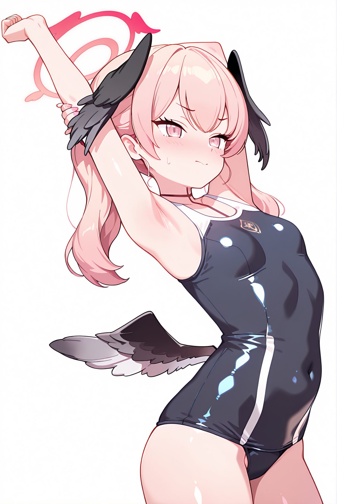 前髪・学校水着の下江コハルのAIイラスト