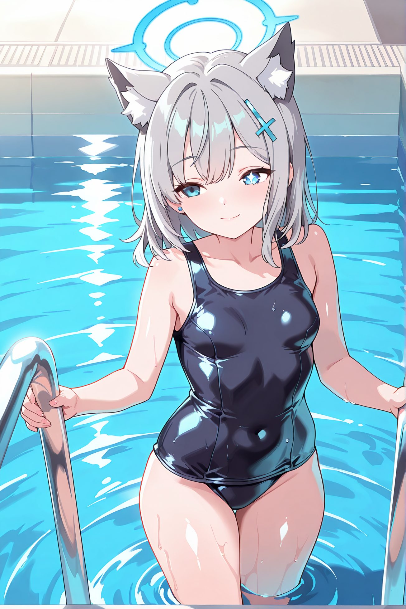 口閉じが魅力的なスク水の二次創作AIイラスト