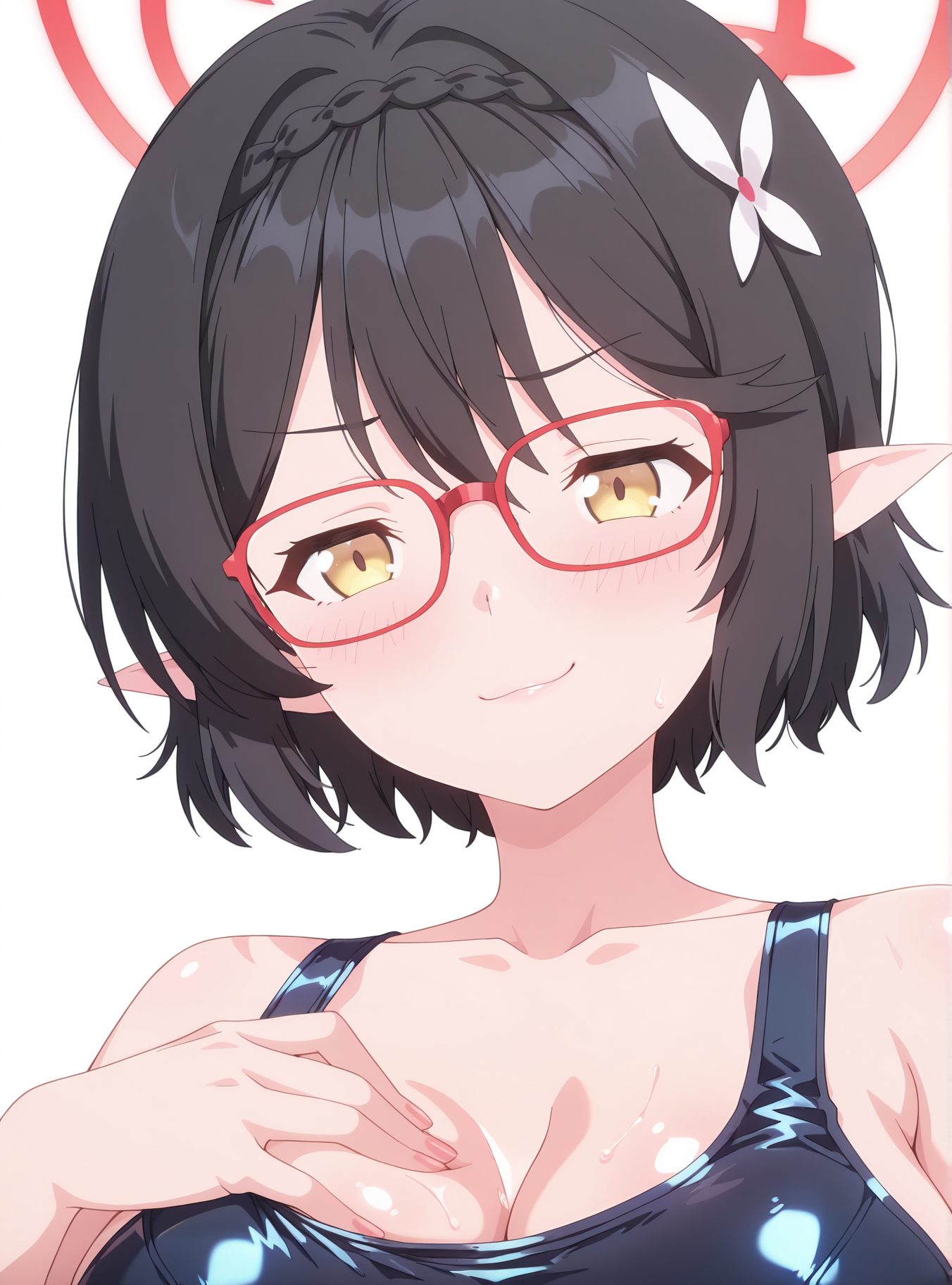 スク水のスクール水着姿を描いたAIイラスト（奥空アヤネ）