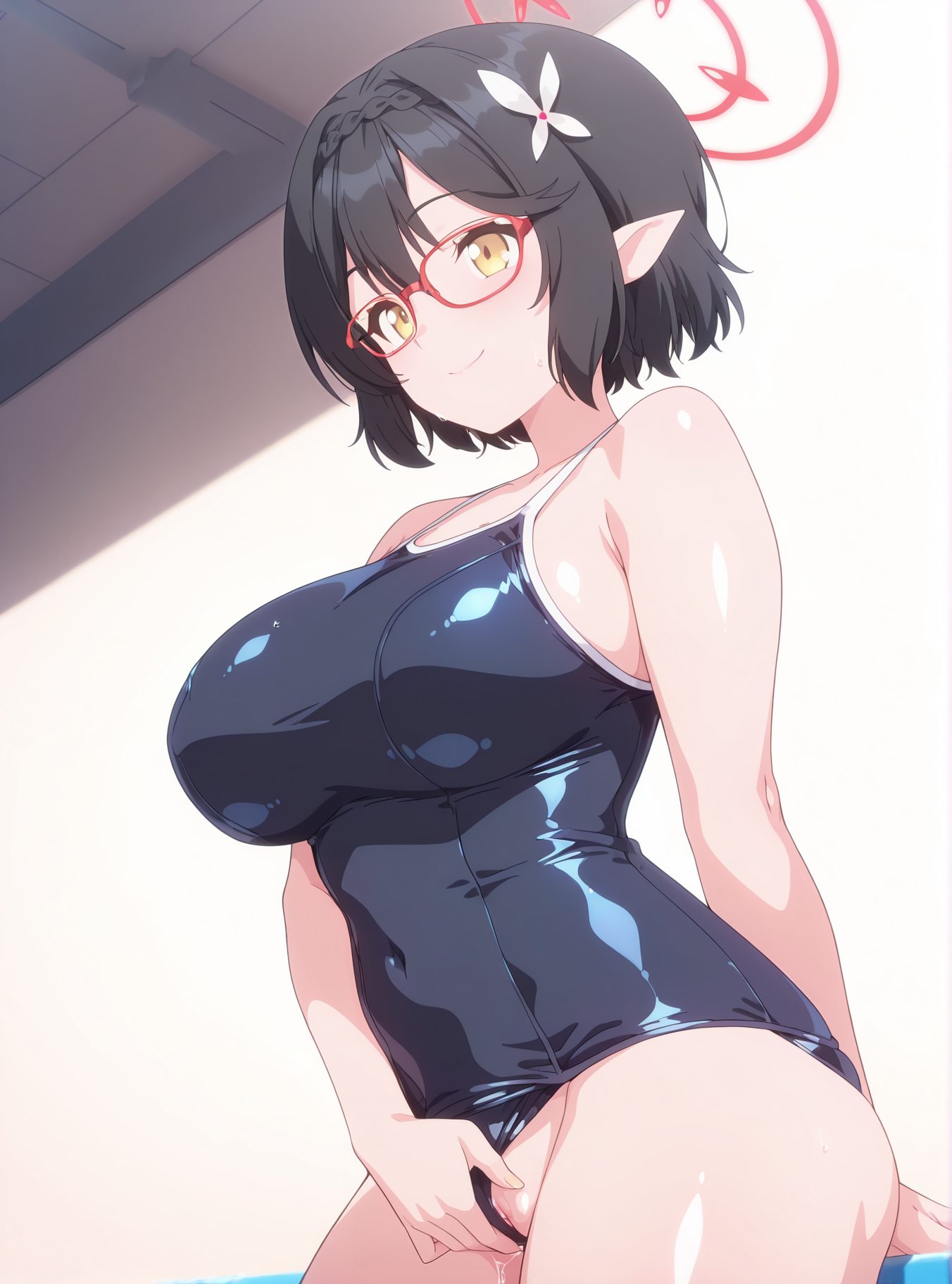 スクール水着・奥空アヤネのスク水のAIイラスト