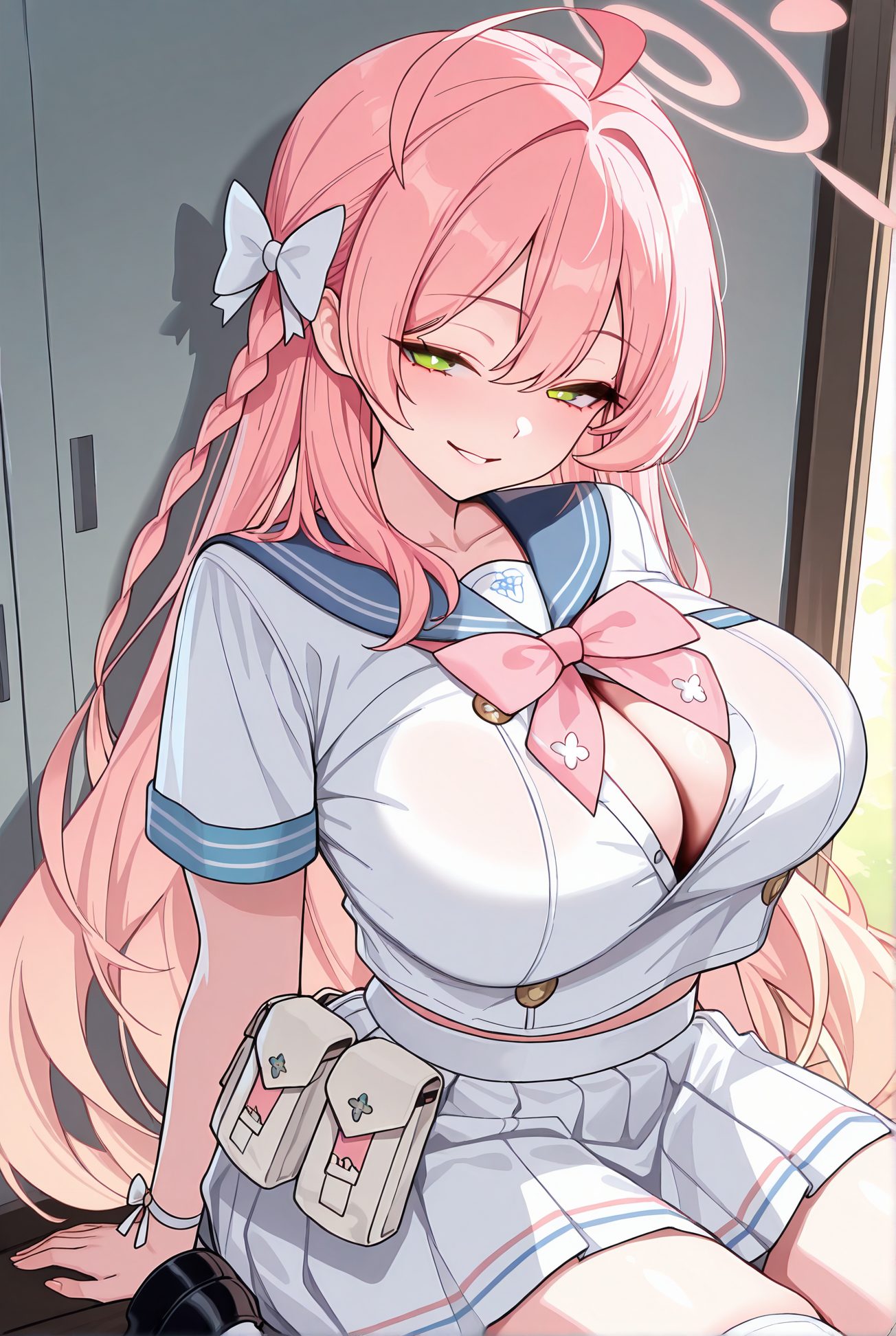白シャツ・長い髪の浦和ハナコのAIイラスト