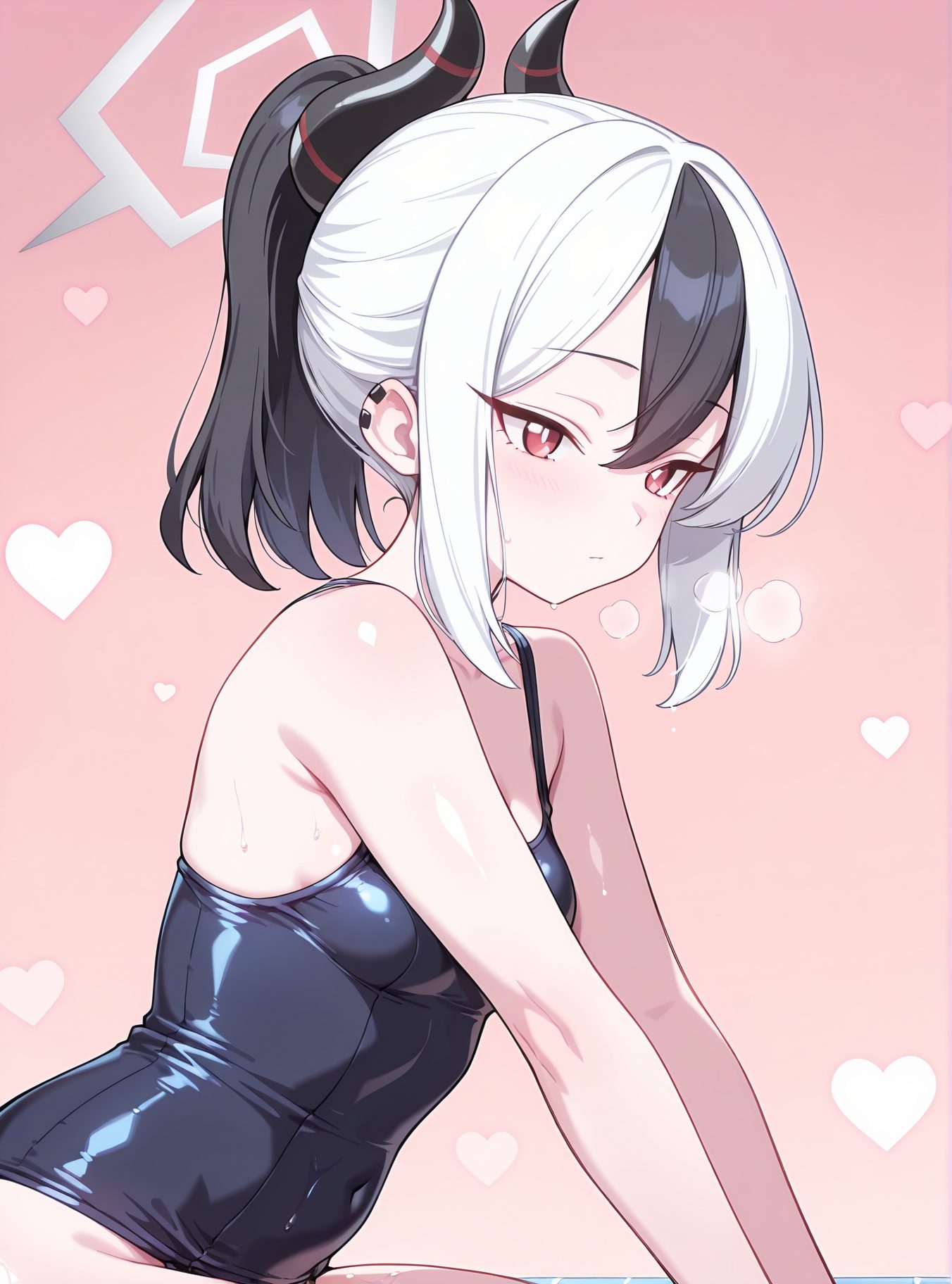 鬼方カヨコ・スクール水着のスク水のAIイラスト