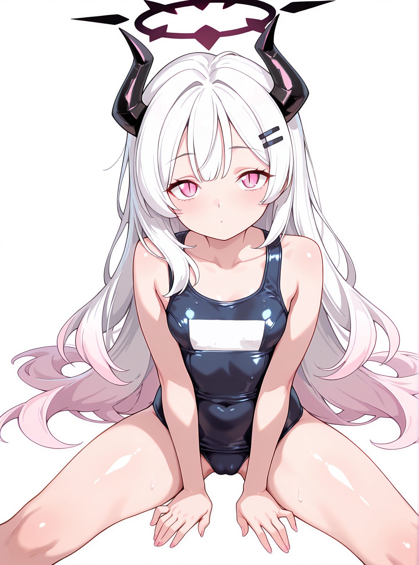 空崎ヒナ・スクール水着のスク水のAIイラスト