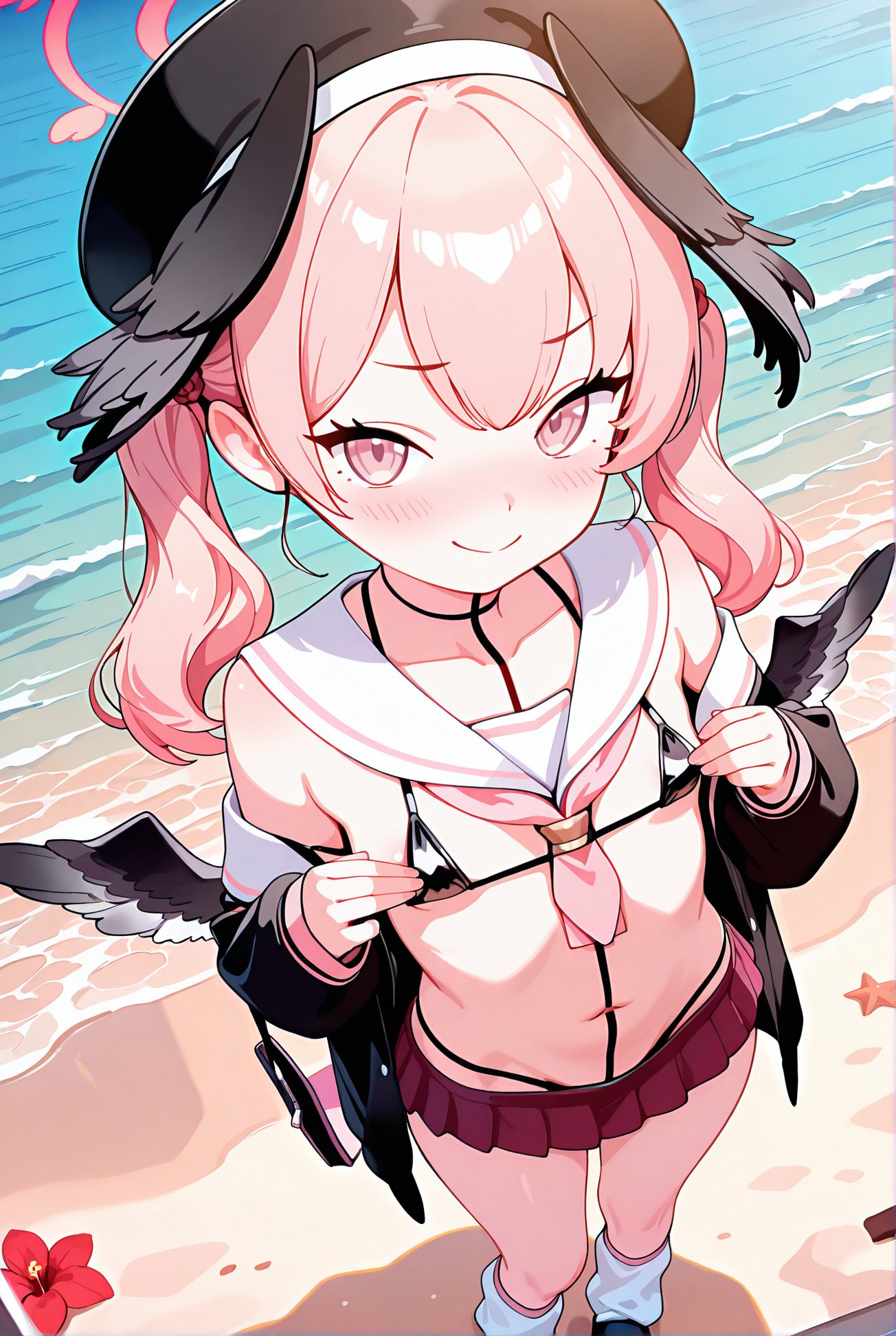 笑顔・前髪の下江コハルのAIイラスト