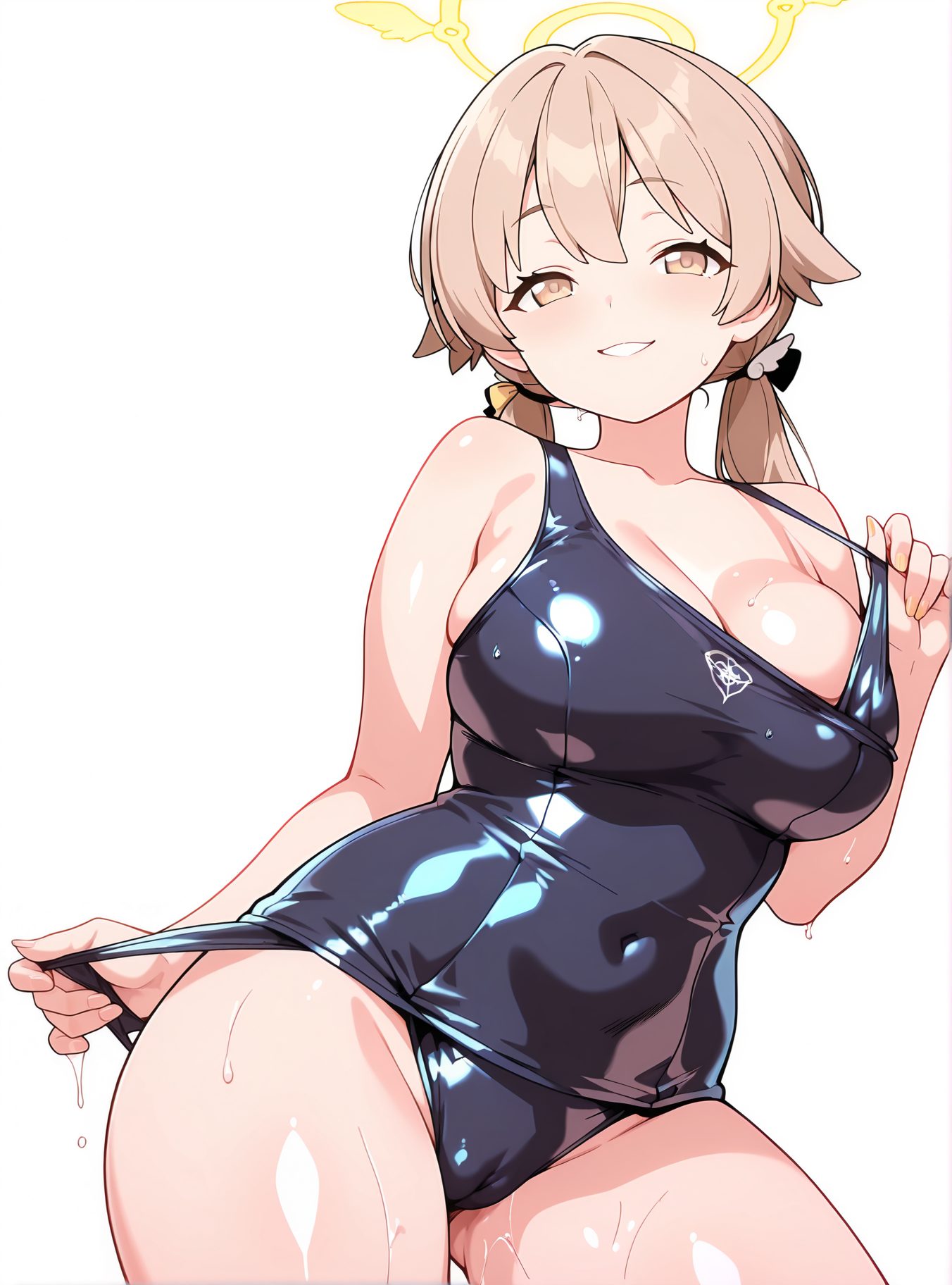 阿慈谷ヒフミが魅力的なスク水の二次創作AIイラスト
