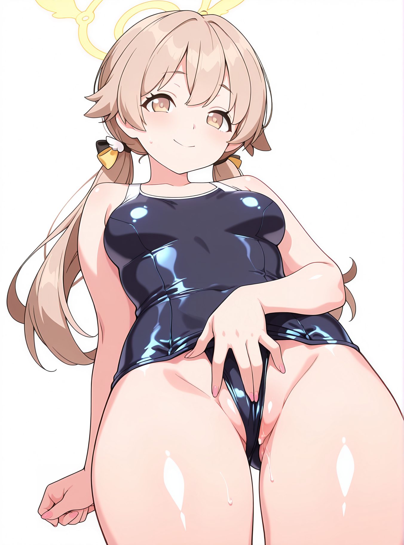 阿慈谷ヒフミが魅力的なスク水の二次創作AIイラスト