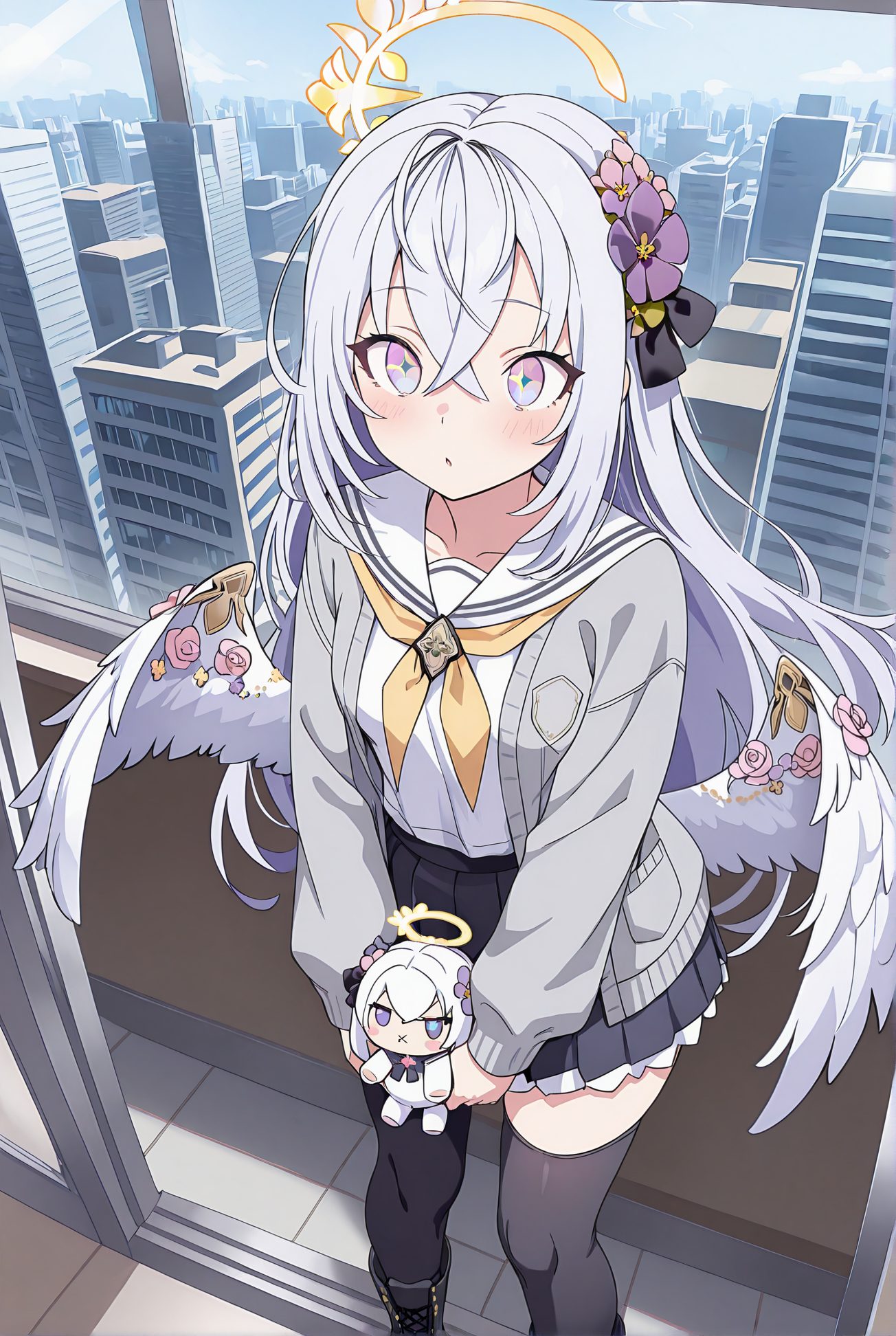 スカート・目にかかる髪の白洲アズサのAIイラスト