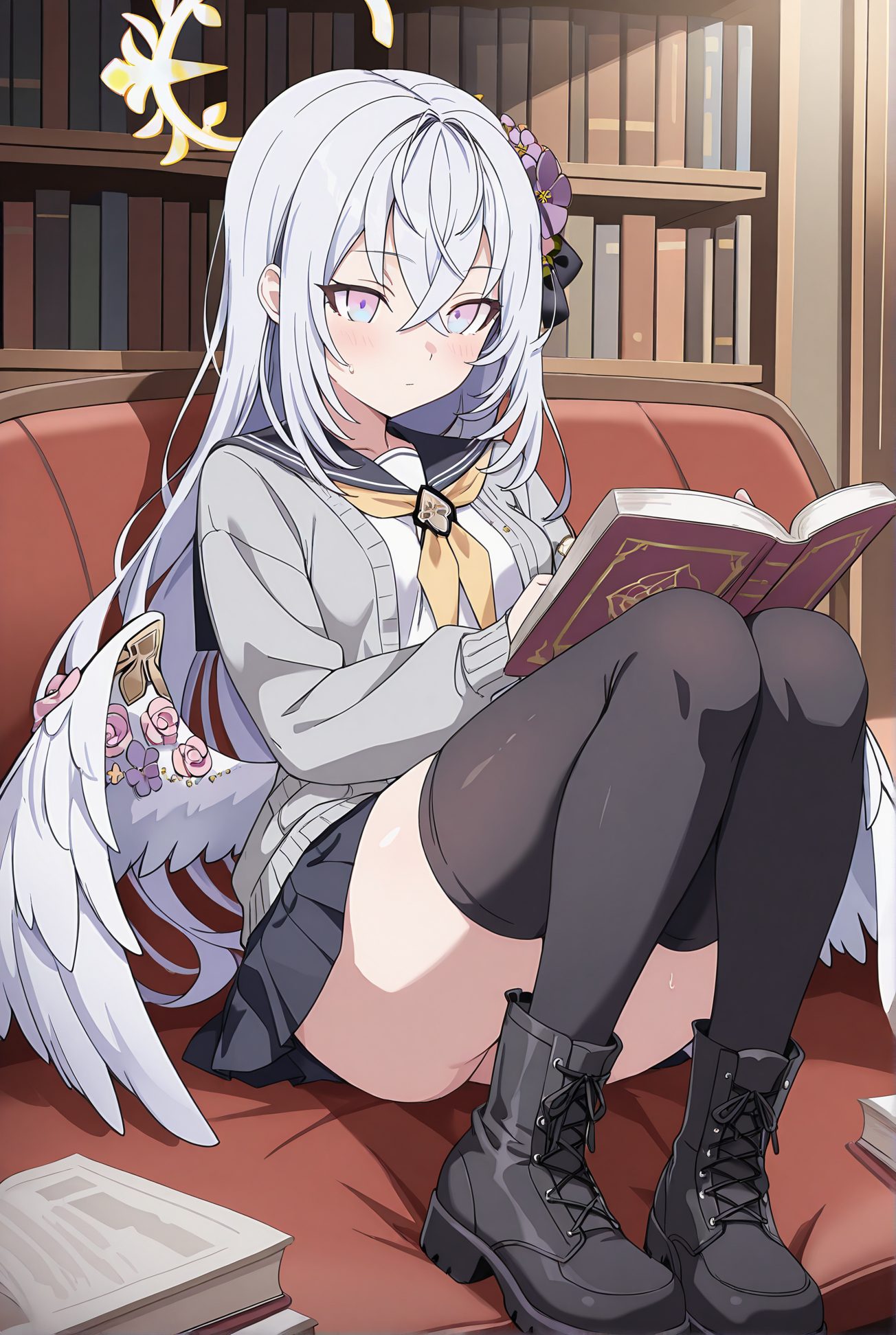 口閉じ・座りの白洲アズサのAIイラスト