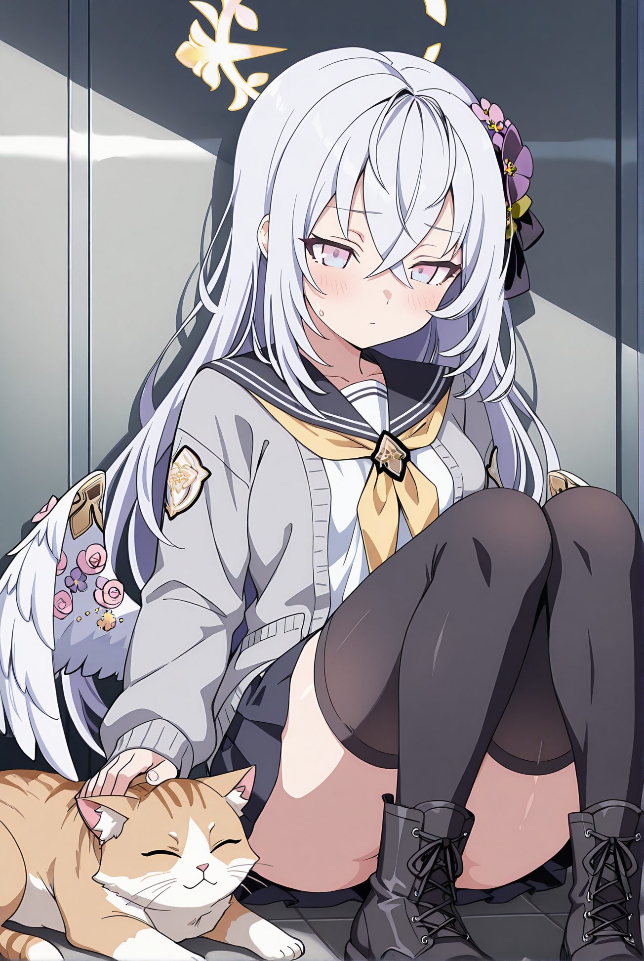 太ももハイソックス・赤面の白洲アズサのAIイラスト