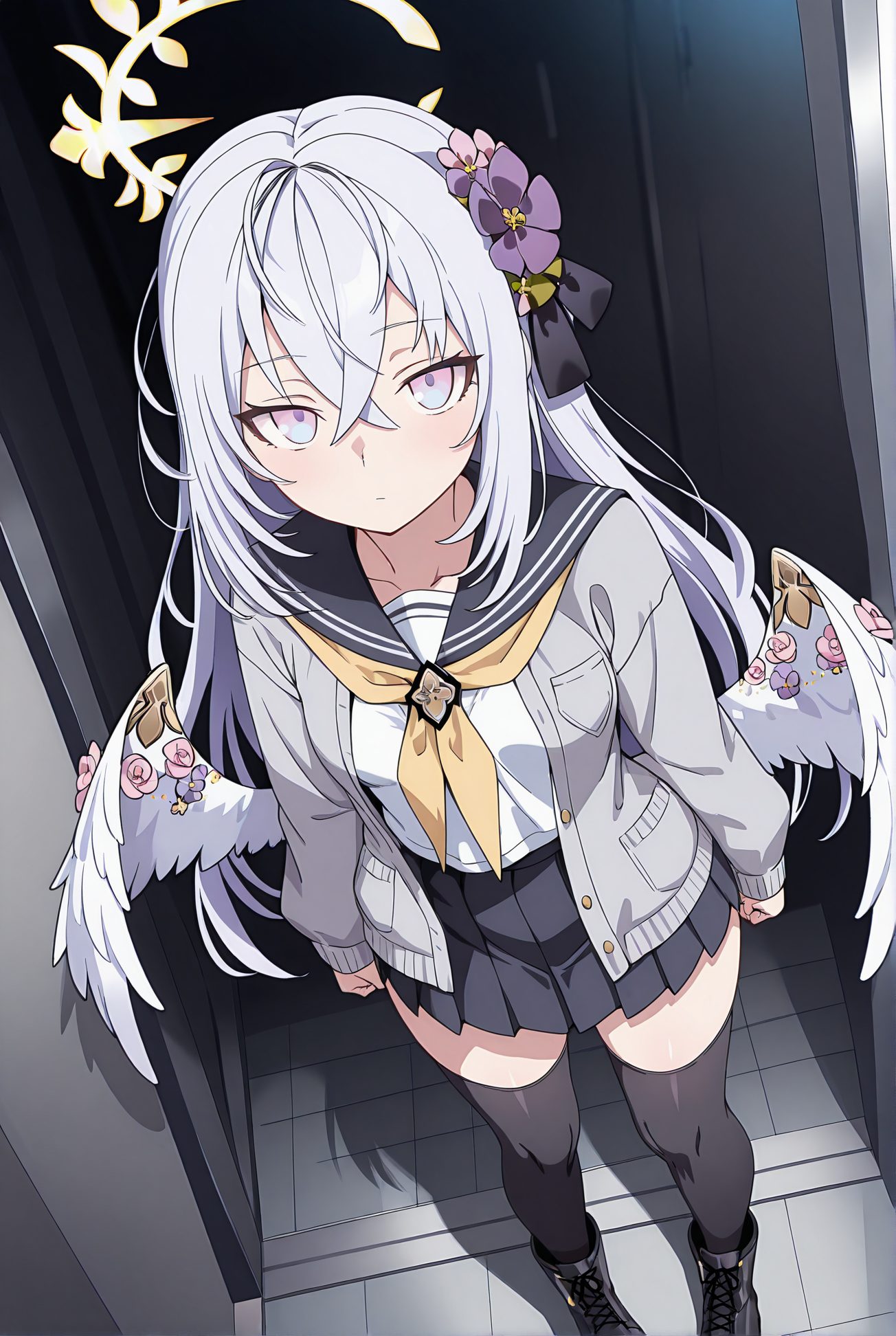口閉じ・セーラー服の白洲アズサのAIイラスト