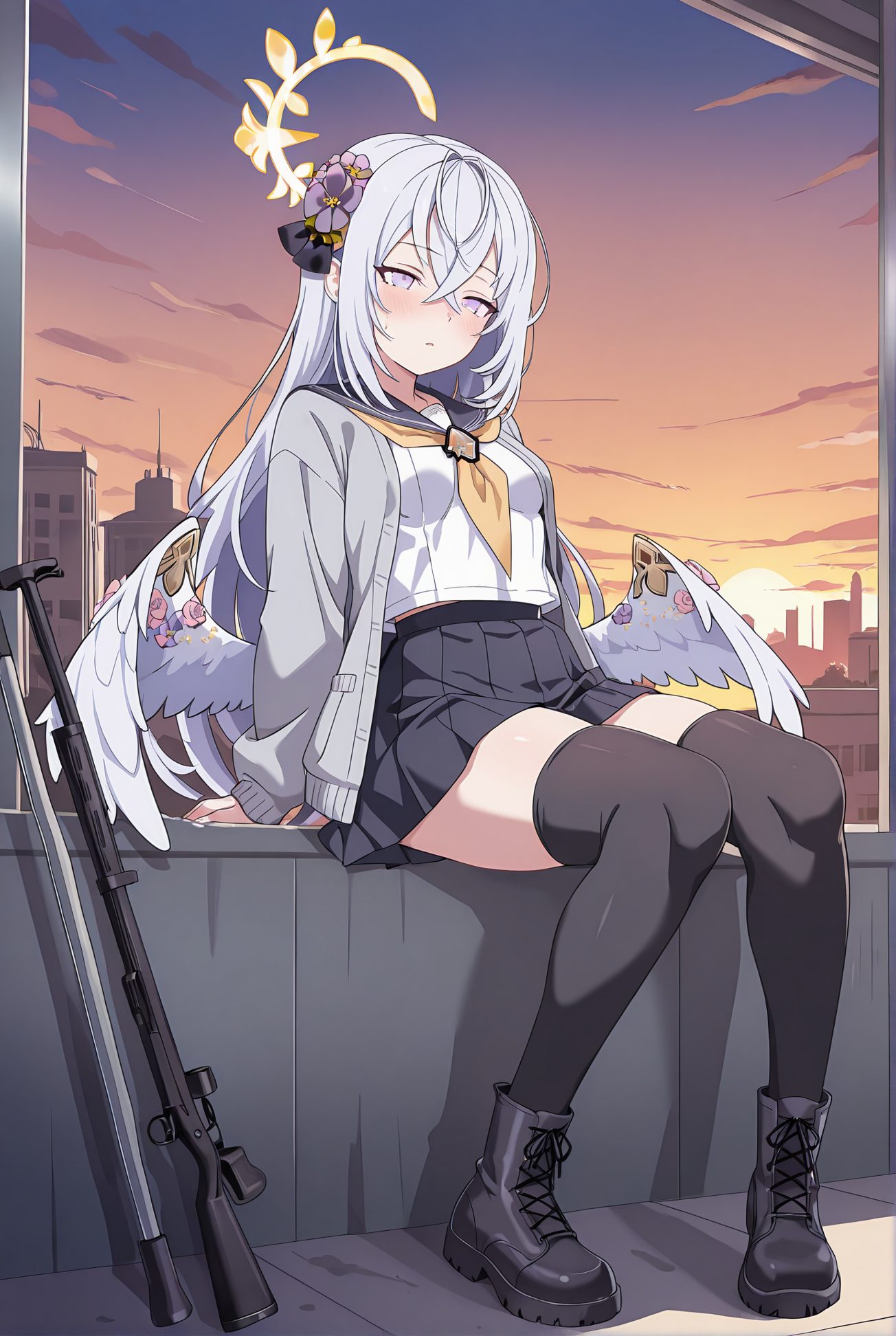 白洲アズサ・太ももハイソックスの白洲アズサのAIイラスト