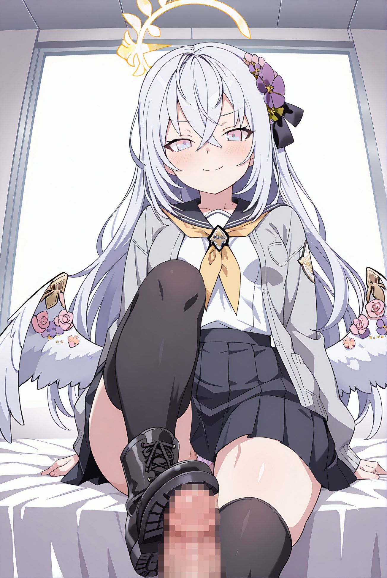 赤面・セーラー服の白洲アズサのAIイラスト